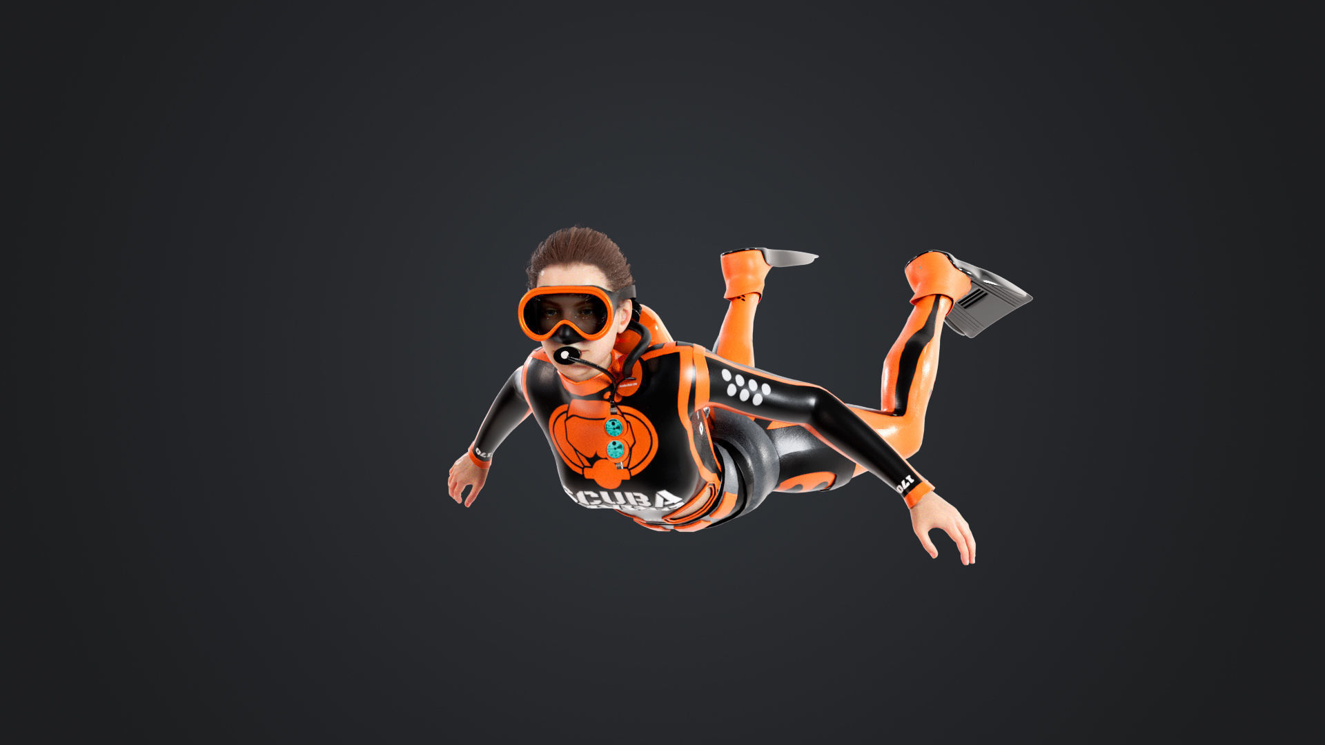 Scuba Diver Diving Suit Low-poly 3D model_1