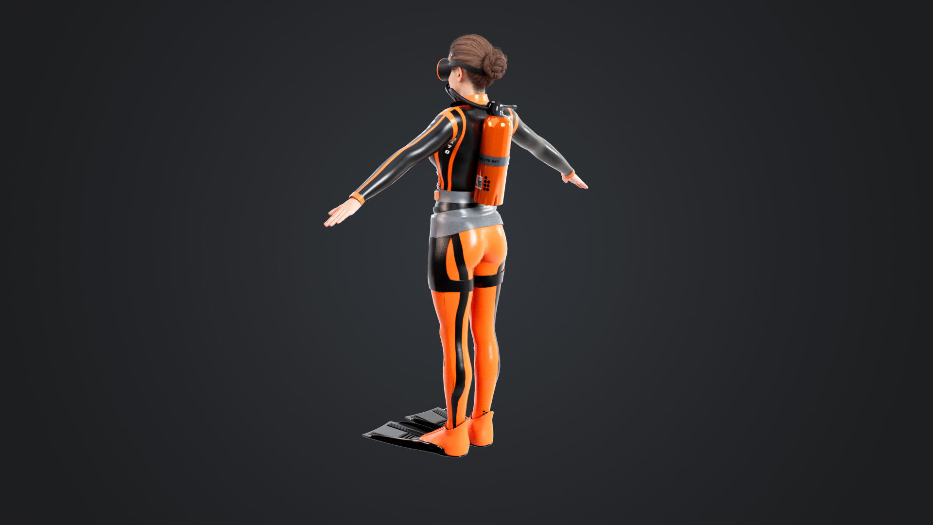Scuba Diver Diving Suit Low-poly 3D model_6