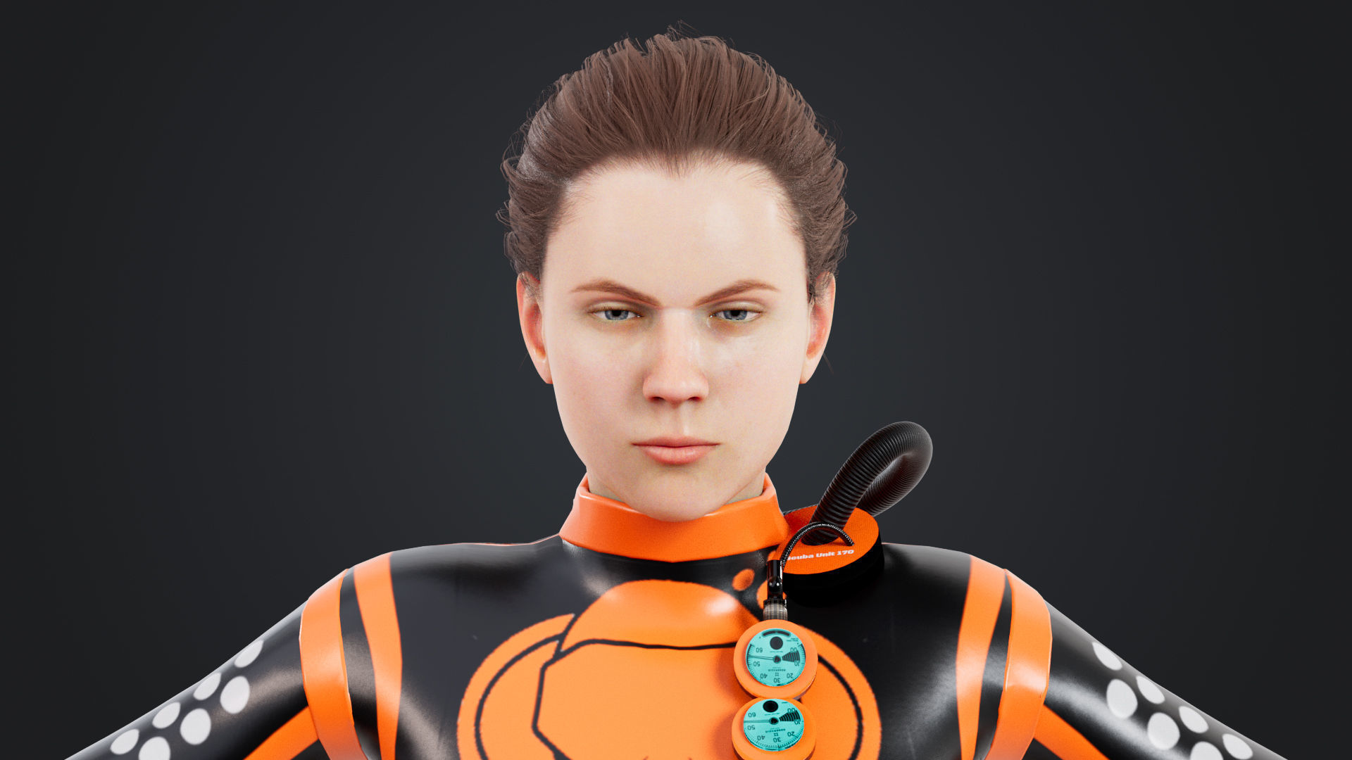 Scuba Diver Diving Suit Low-poly 3D model_15