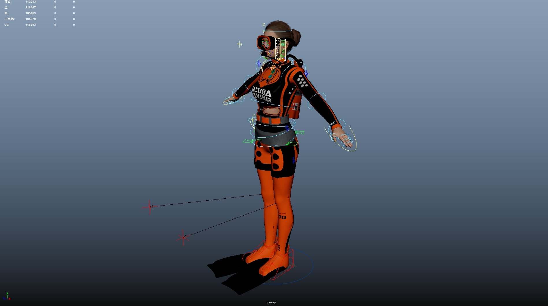 Scuba Diver Diving Suit Low-poly 3D model_20
