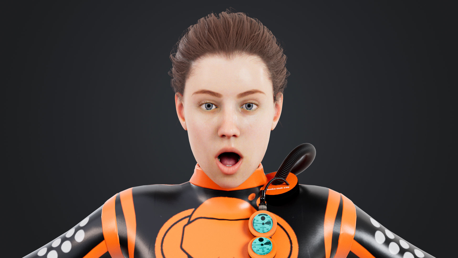 Scuba Diver Diving Suit Low-poly 3D model_16