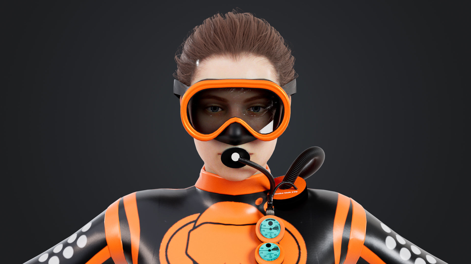 Scuba Diver Diving Suit Low-poly 3D model_8