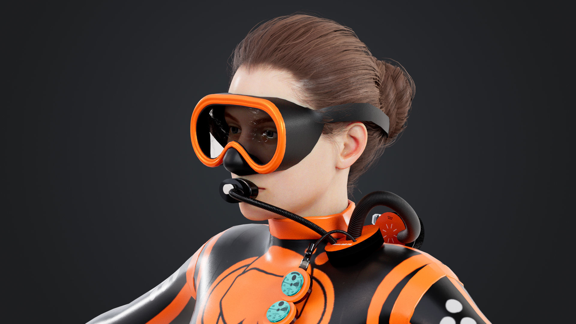 Scuba Diver Diving Suit Low-poly 3D model_9