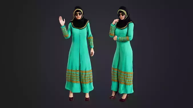 Arab Women Rigged Low-poly 3D model