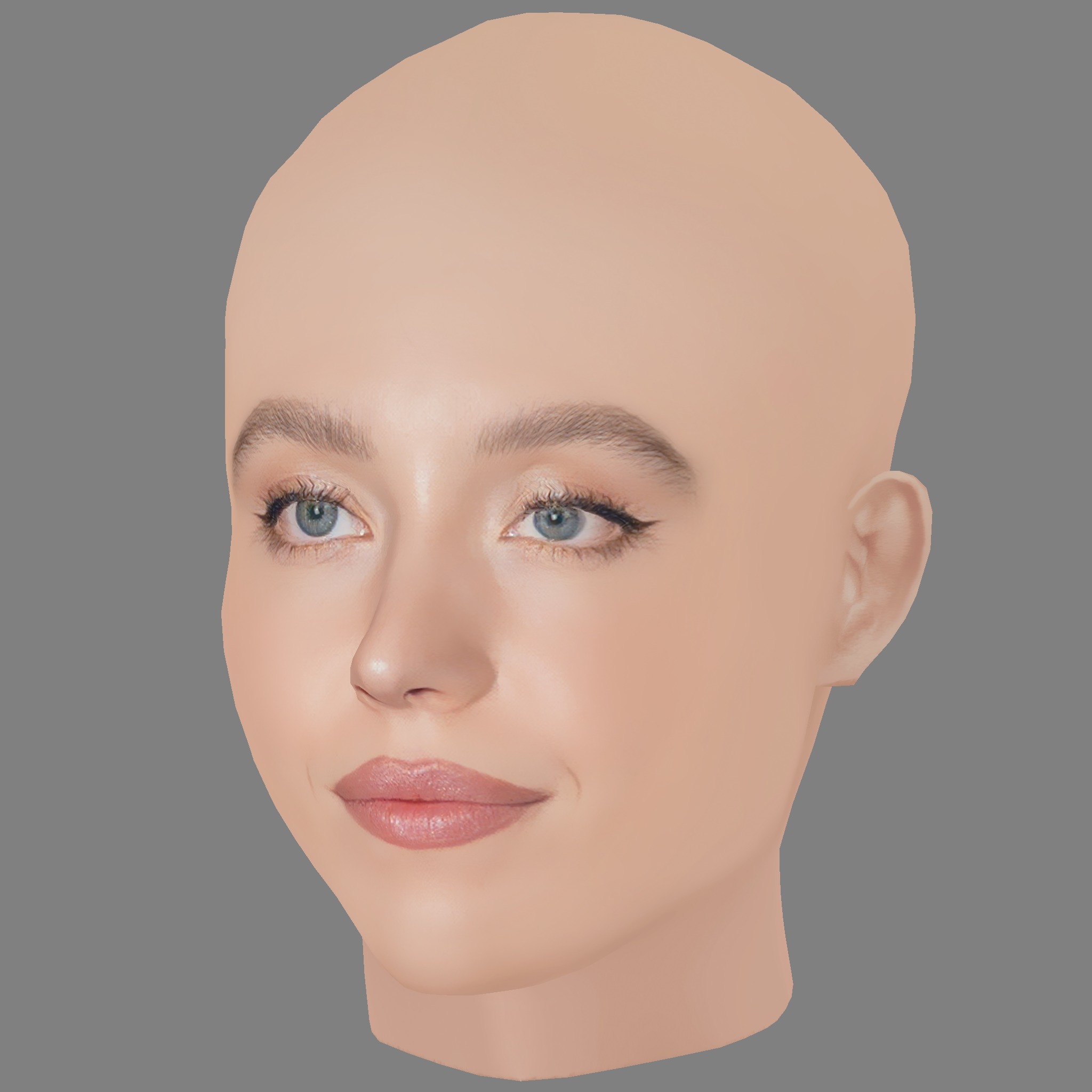 Sydney Sweeney Head - No Hair - Low poly head for game  Low-poly 3D model_2