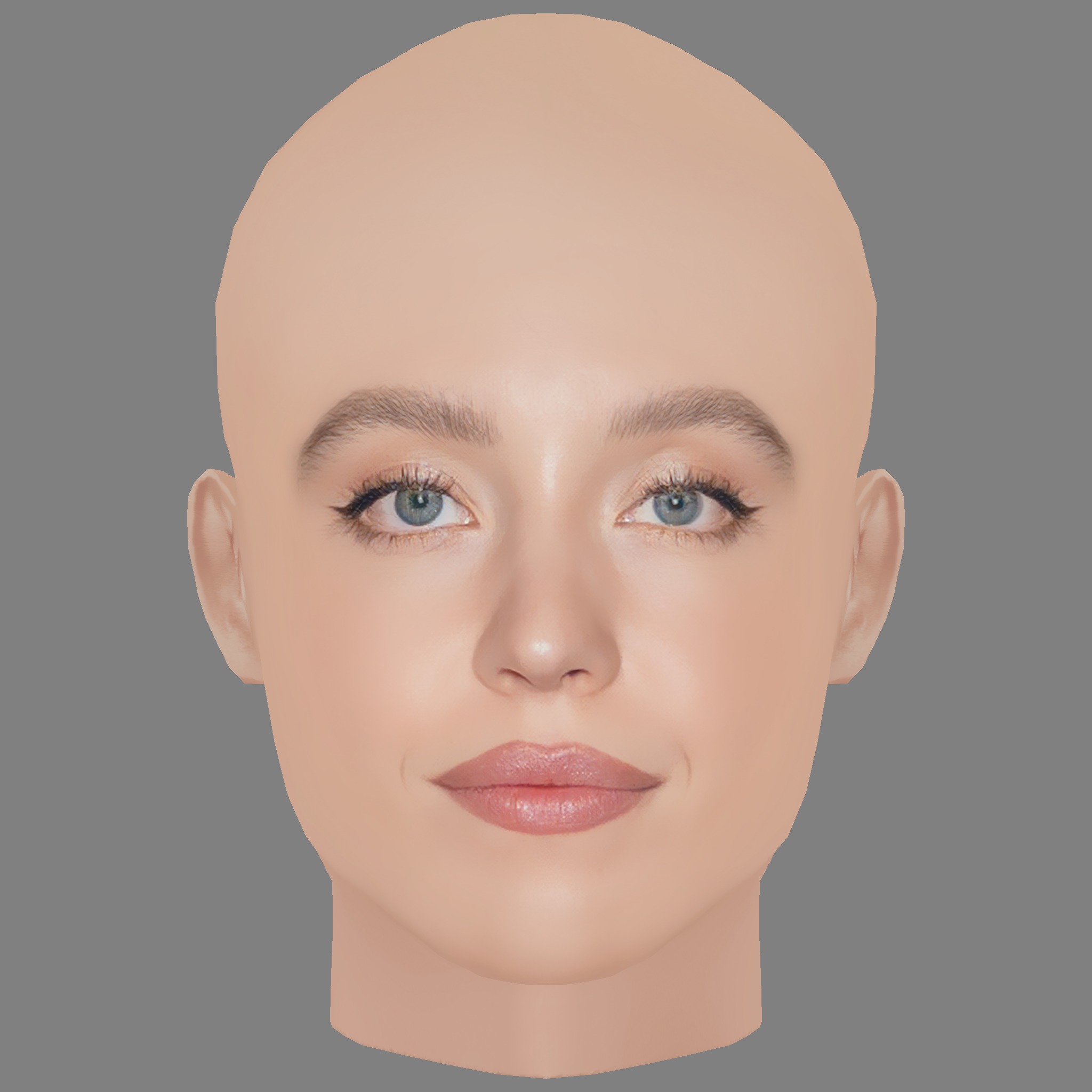 Sydney Sweeney Head - No Hair - Low poly head for game  Low-poly 3D model_1