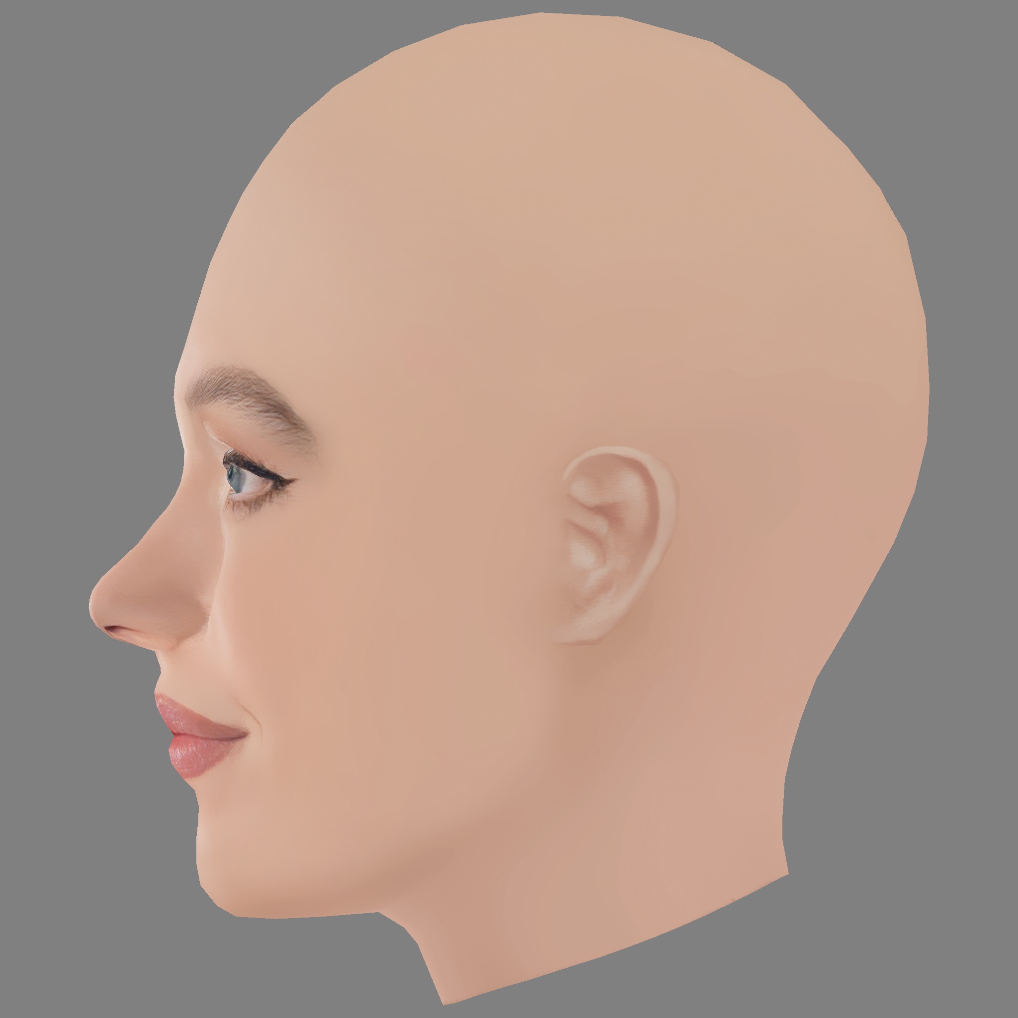 Sydney Sweeney Head - No Hair - Low poly head for game  Low-poly 3D model_3