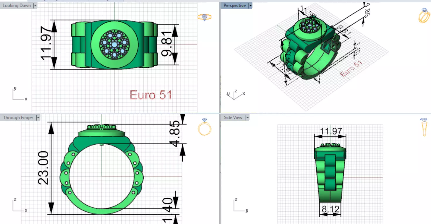 Luxury man stl Rolex design diamond ring model ror0047 3D print model_18