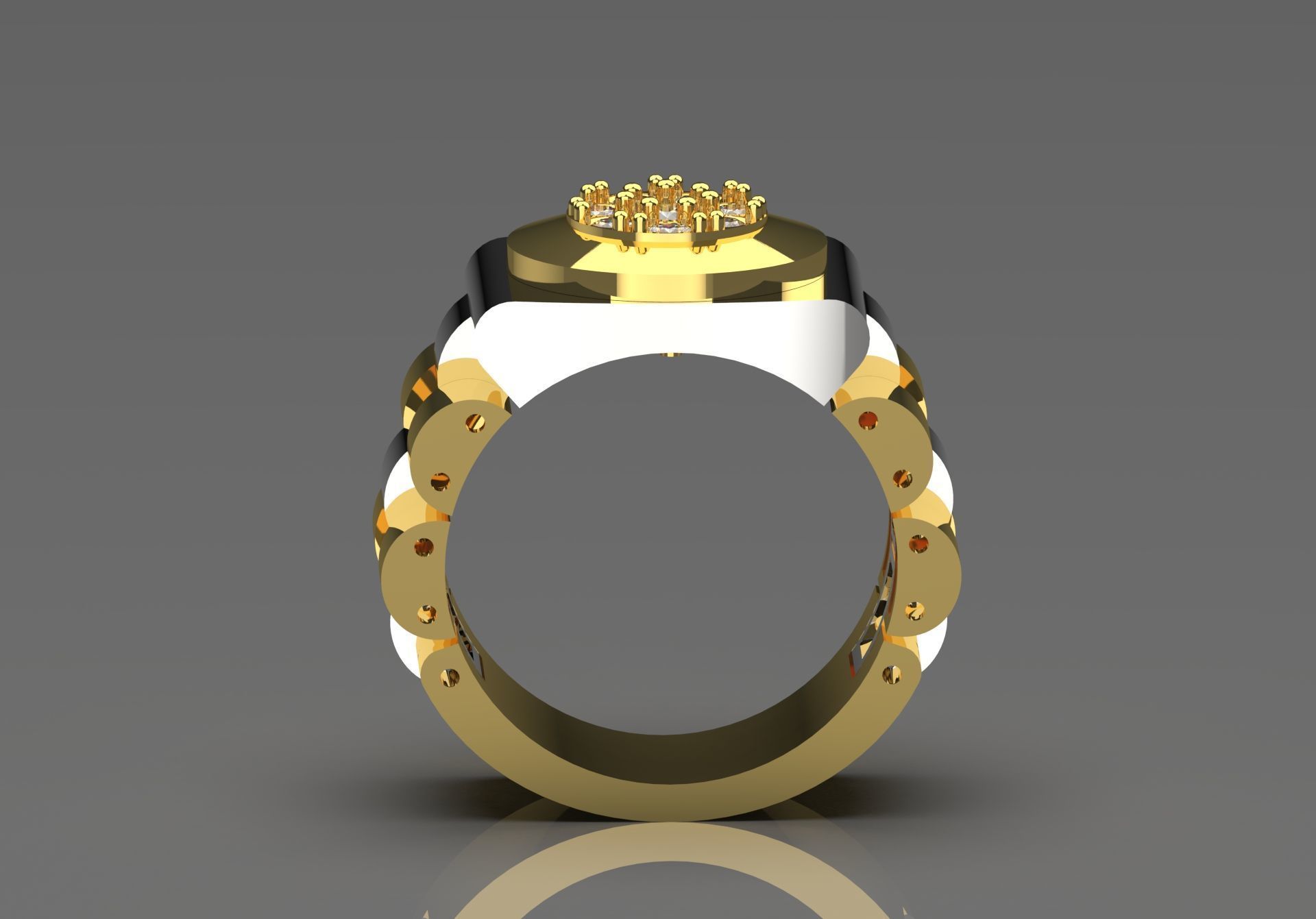 Luxury man stl Rolex design diamond ring model ror0047 3D print model_2