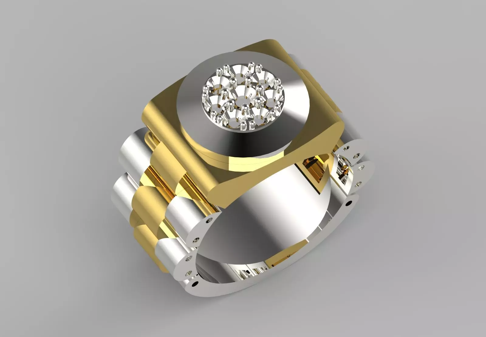 Luxury man stl Rolex design diamond ring model ror0047 3D print model_25