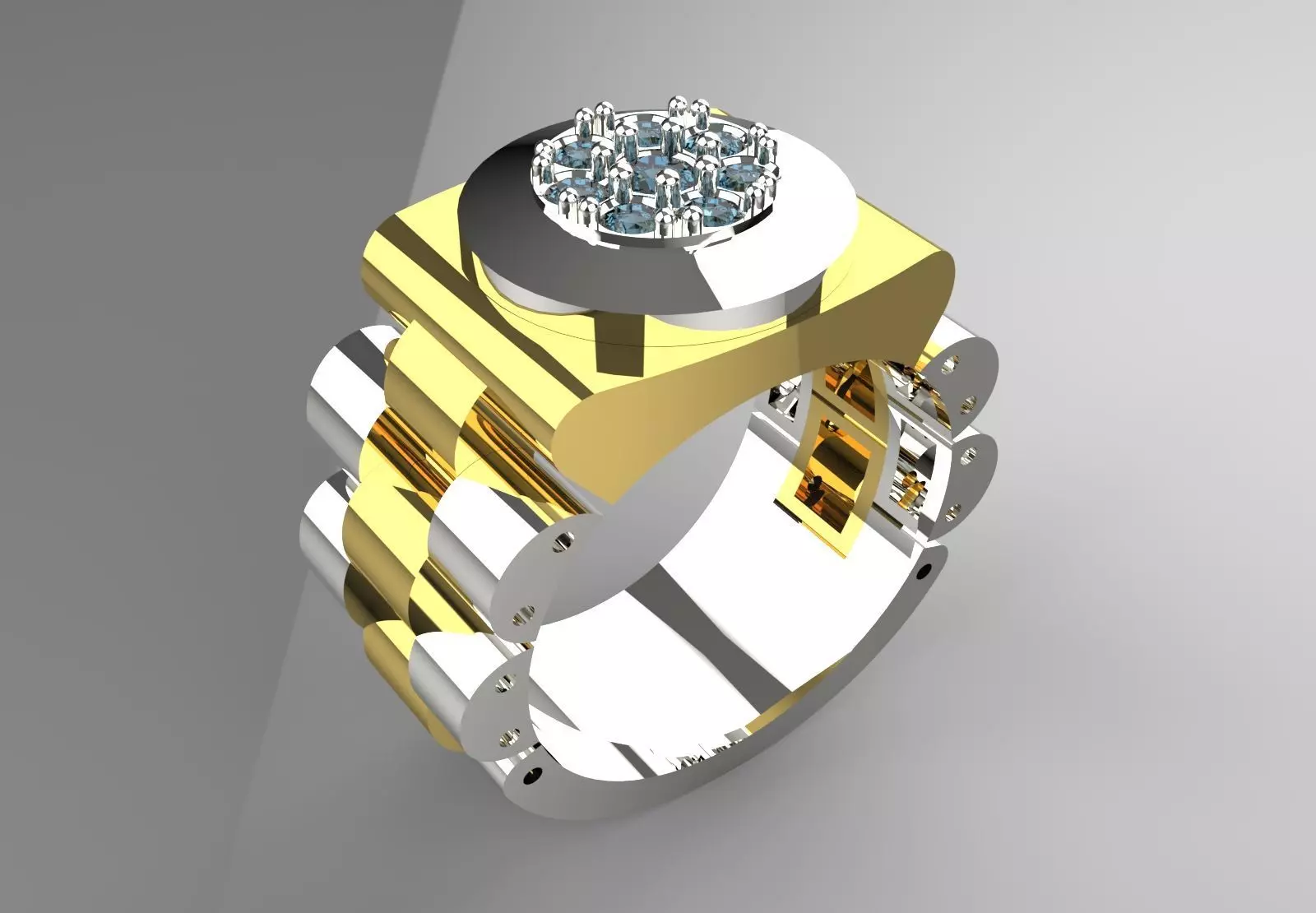 Luxury man stl Rolex design diamond ring model ror0047 3D print model_20