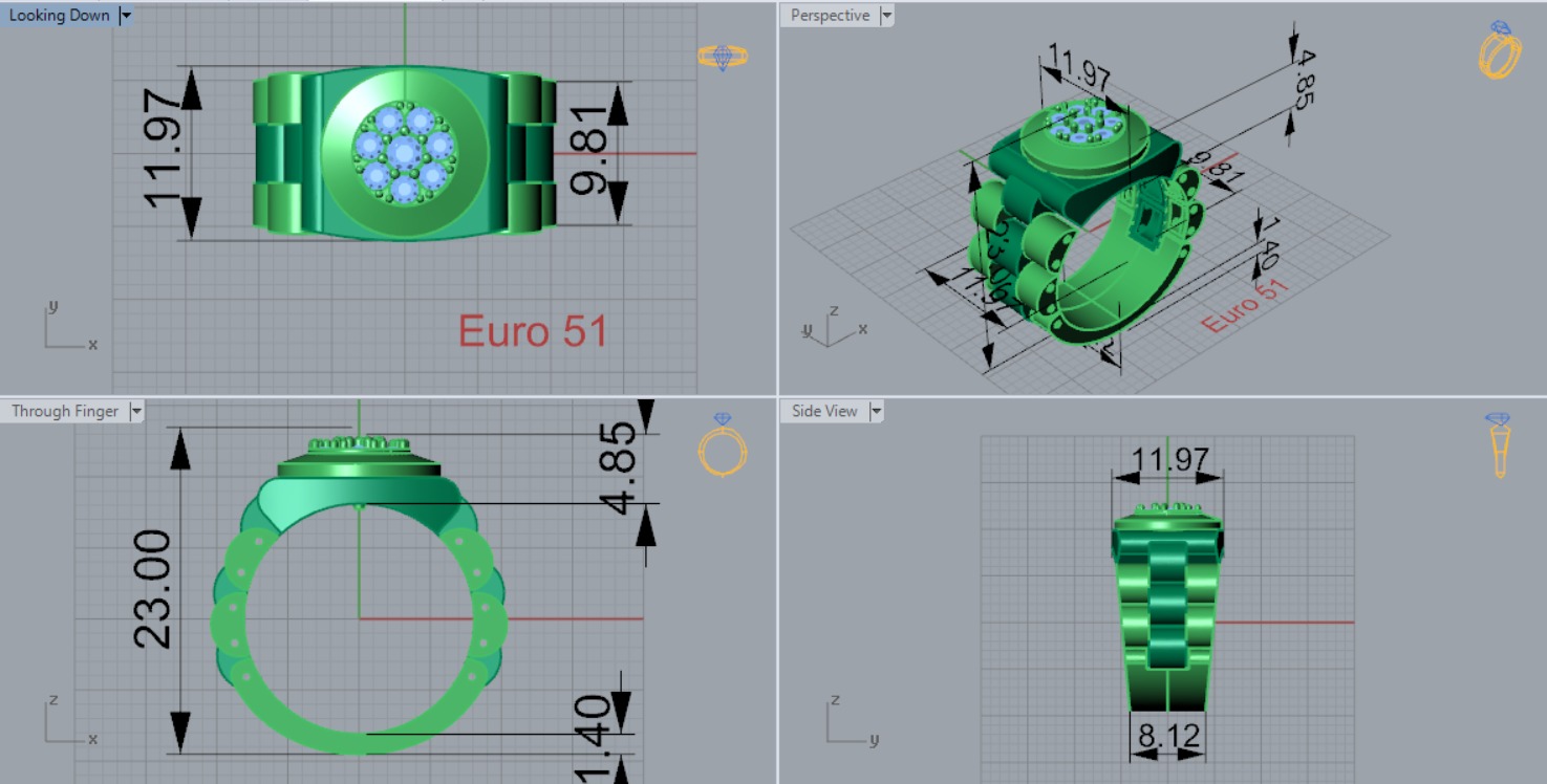 Luxury man stl Rolex design diamond ring model ror0047 3D print model_4