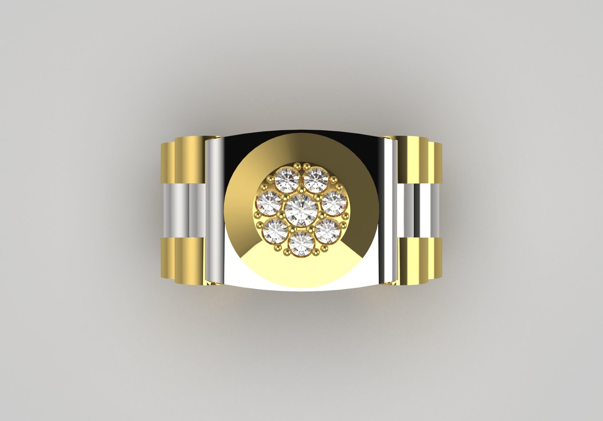 Luxury man stl Rolex design diamond ring model ror0047 3D print model_3