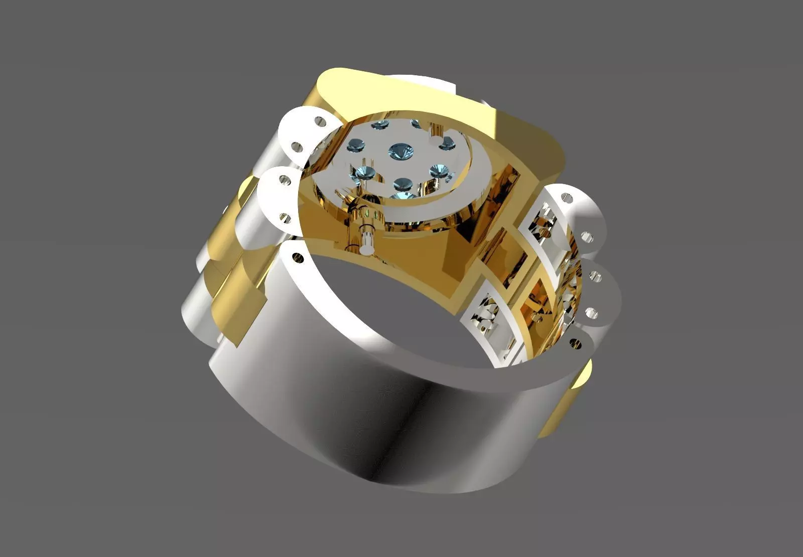 Luxury man stl Rolex design diamond ring model ror0047 3D print model_24