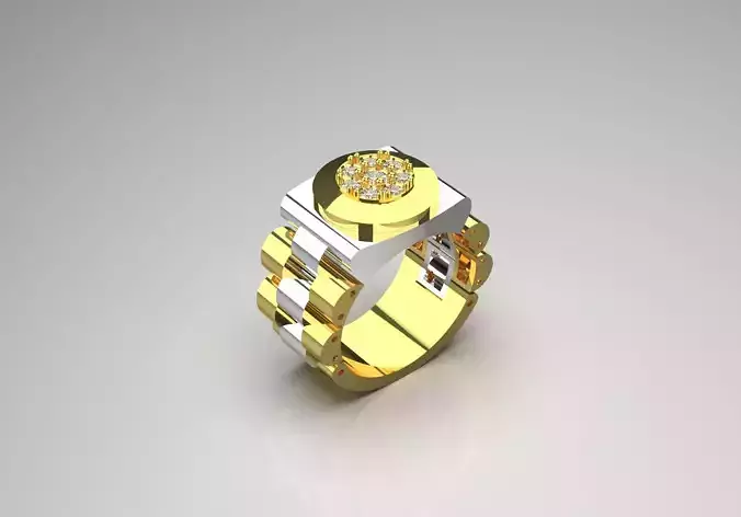 Luxury man stl Rolex design diamond ring model ror0047 3D print model