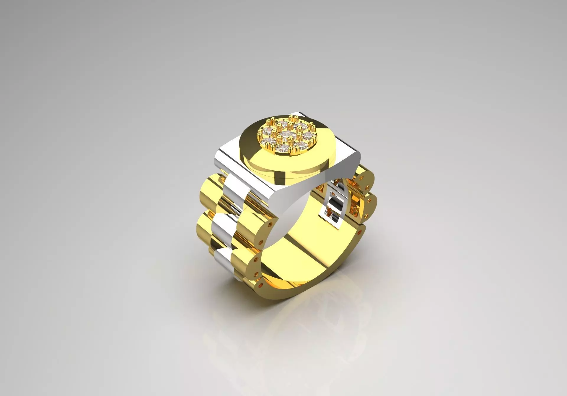 Luxury man stl Rolex design diamond ring model ror0047 3D print model_0