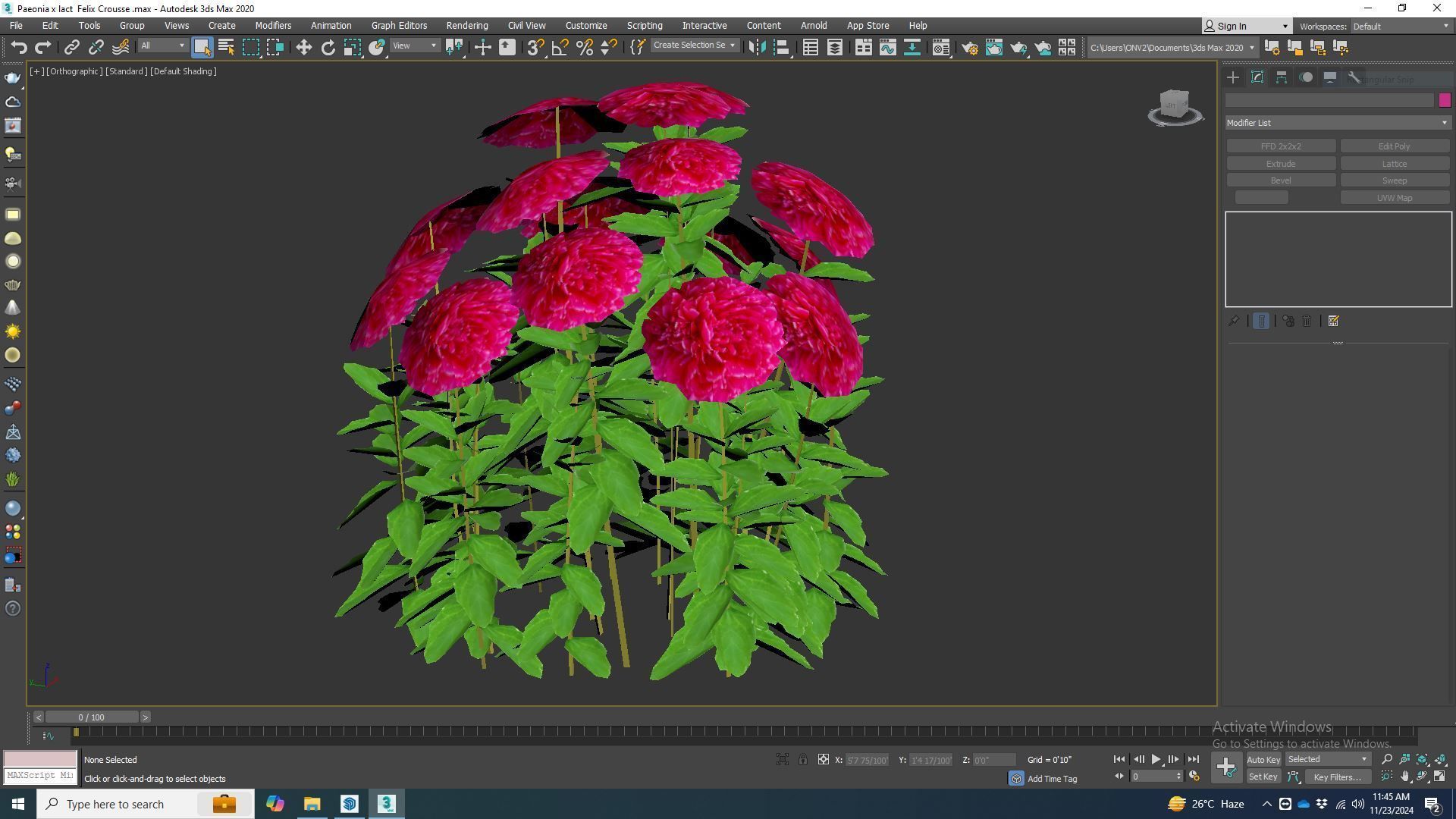 Plant  Paeonia x lact  Felix Crousse  Low-poly 3D model_8