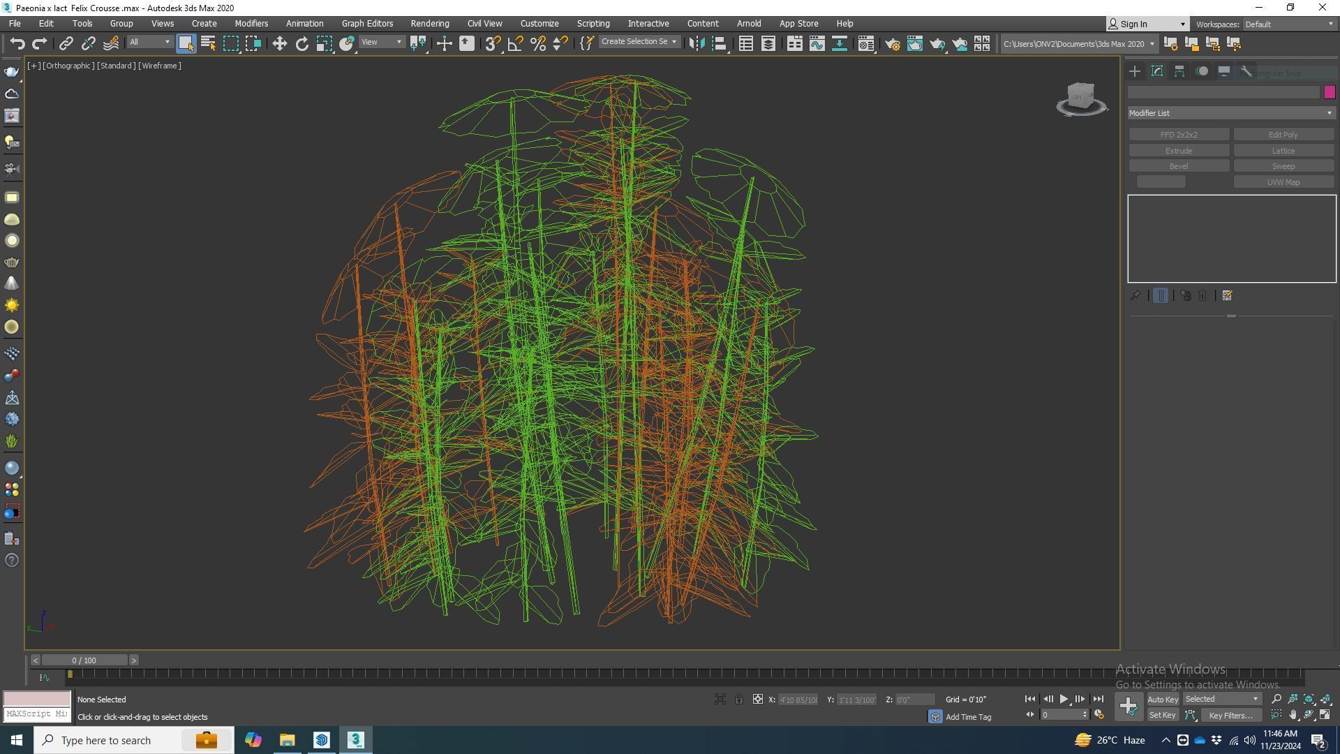 Plant  Paeonia x lact  Felix Crousse  Low-poly 3D model_5