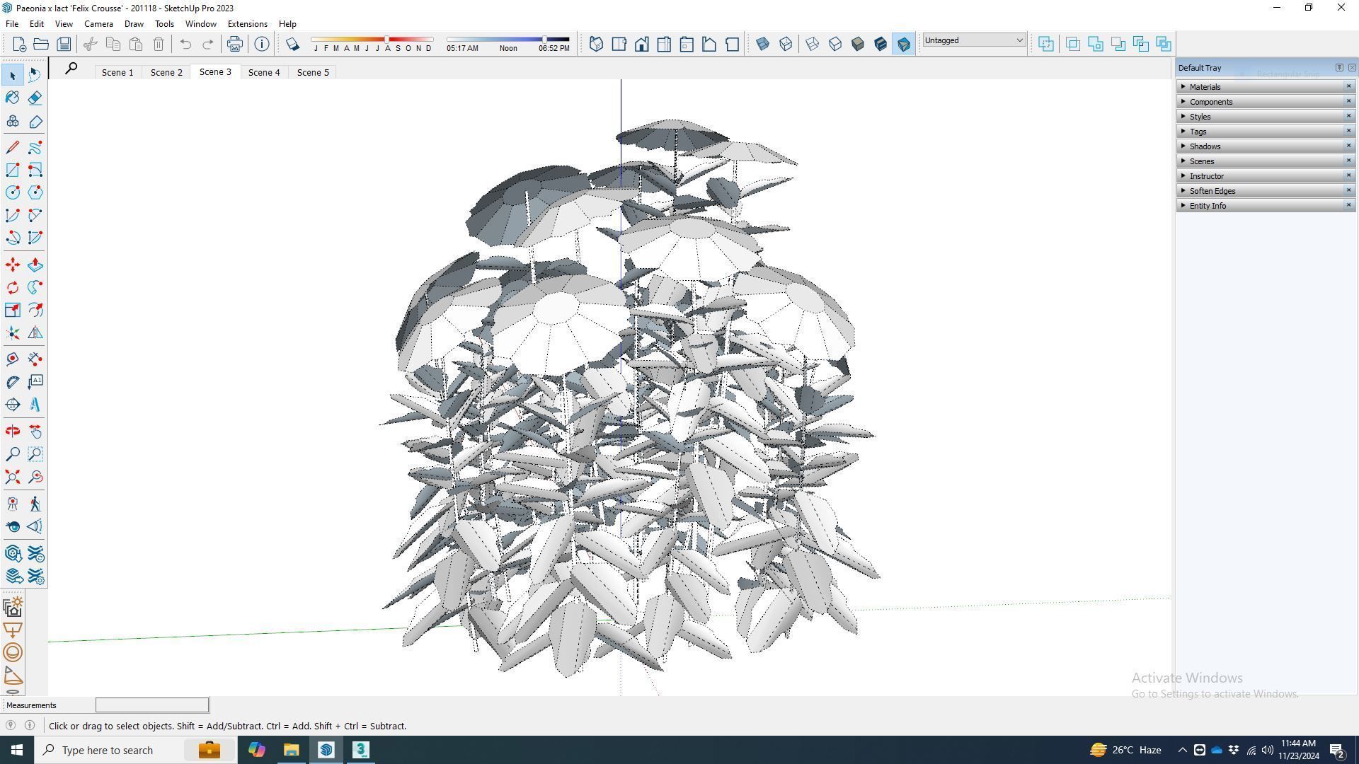 Plant  Paeonia x lact  Felix Crousse  Low-poly 3D model_7