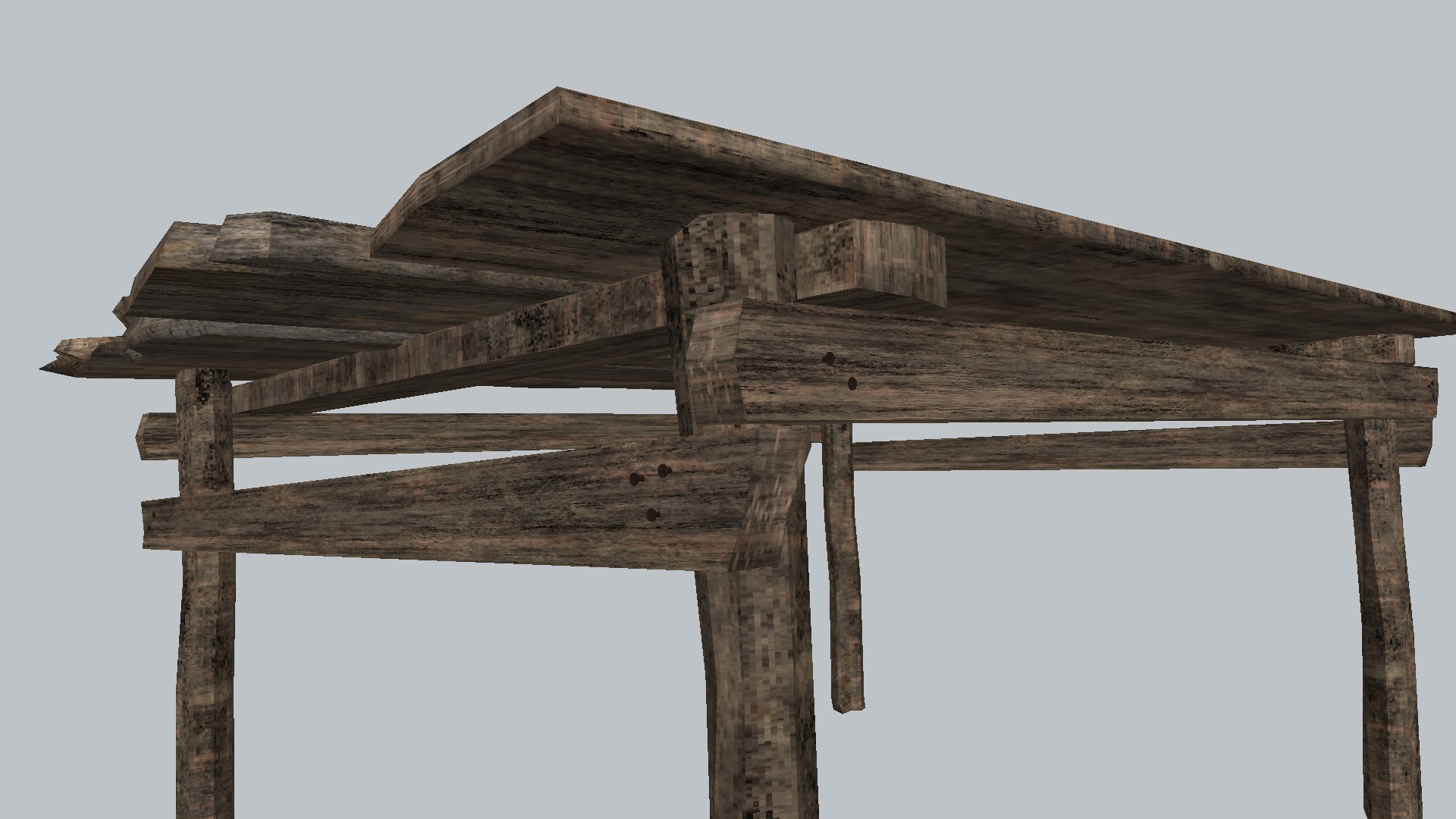 Old Wooden Table 3D model_3