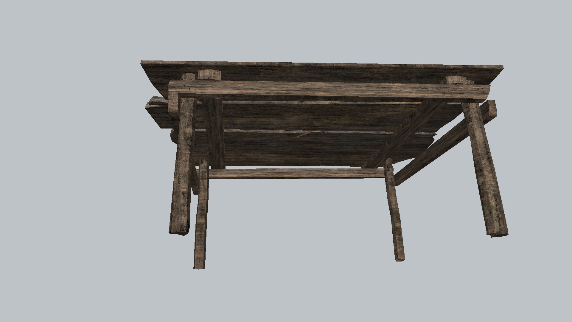 Old Wooden Table 3D model_2