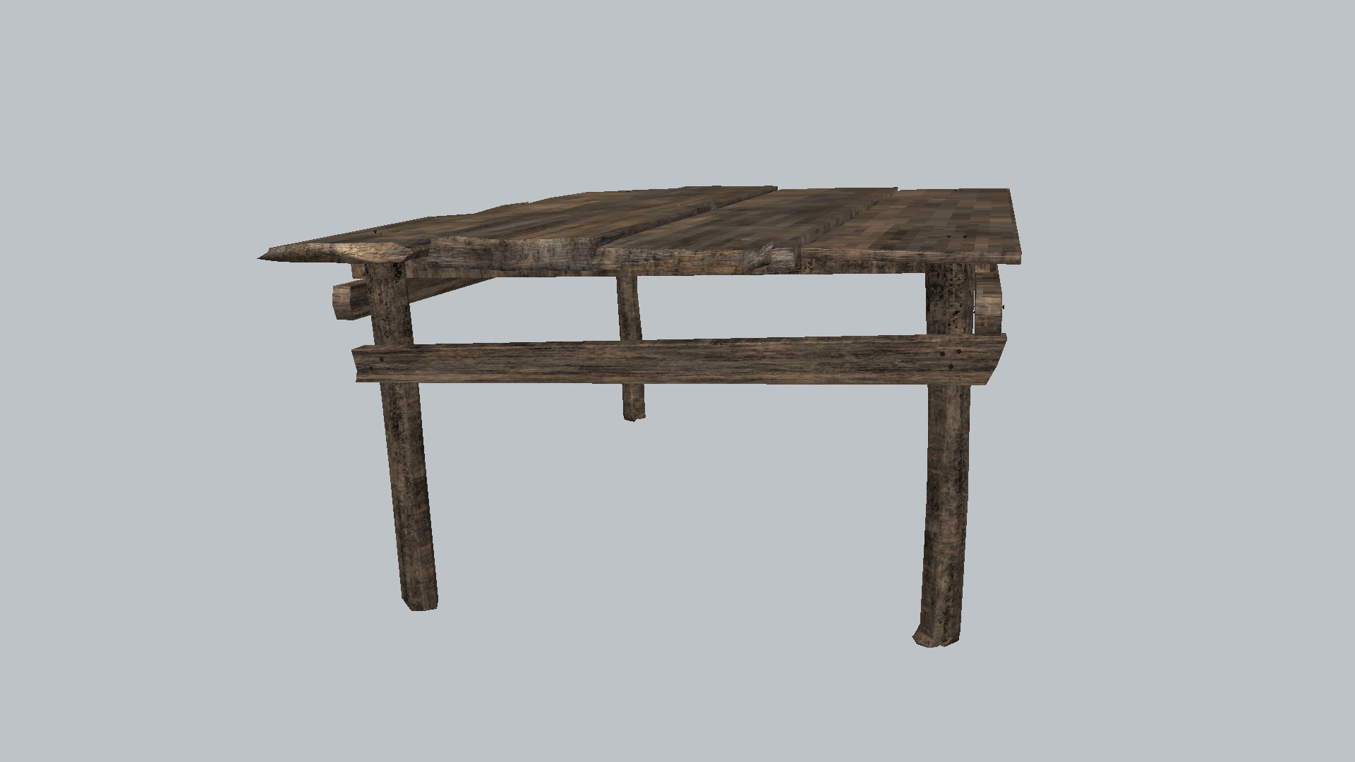 Old Wooden Table 3D model_4