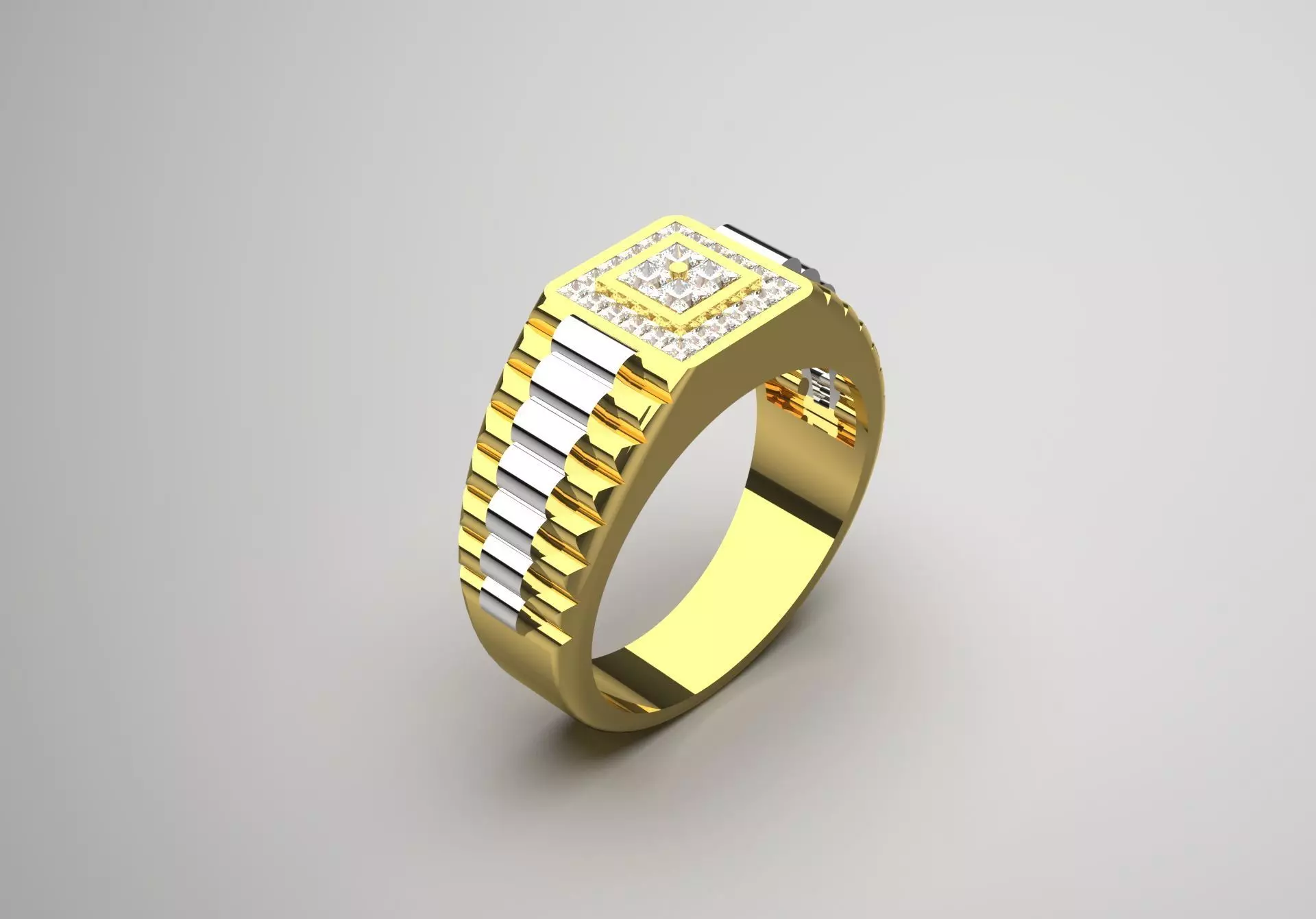Luxury man Rolex design diamond ring model ror0048 3D print model_0
