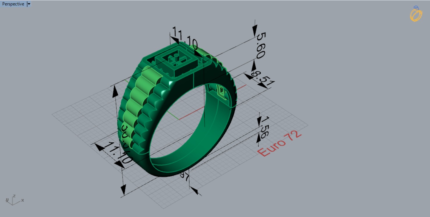 Luxury man Rolex design diamond ring model ror0048 3D print model_9