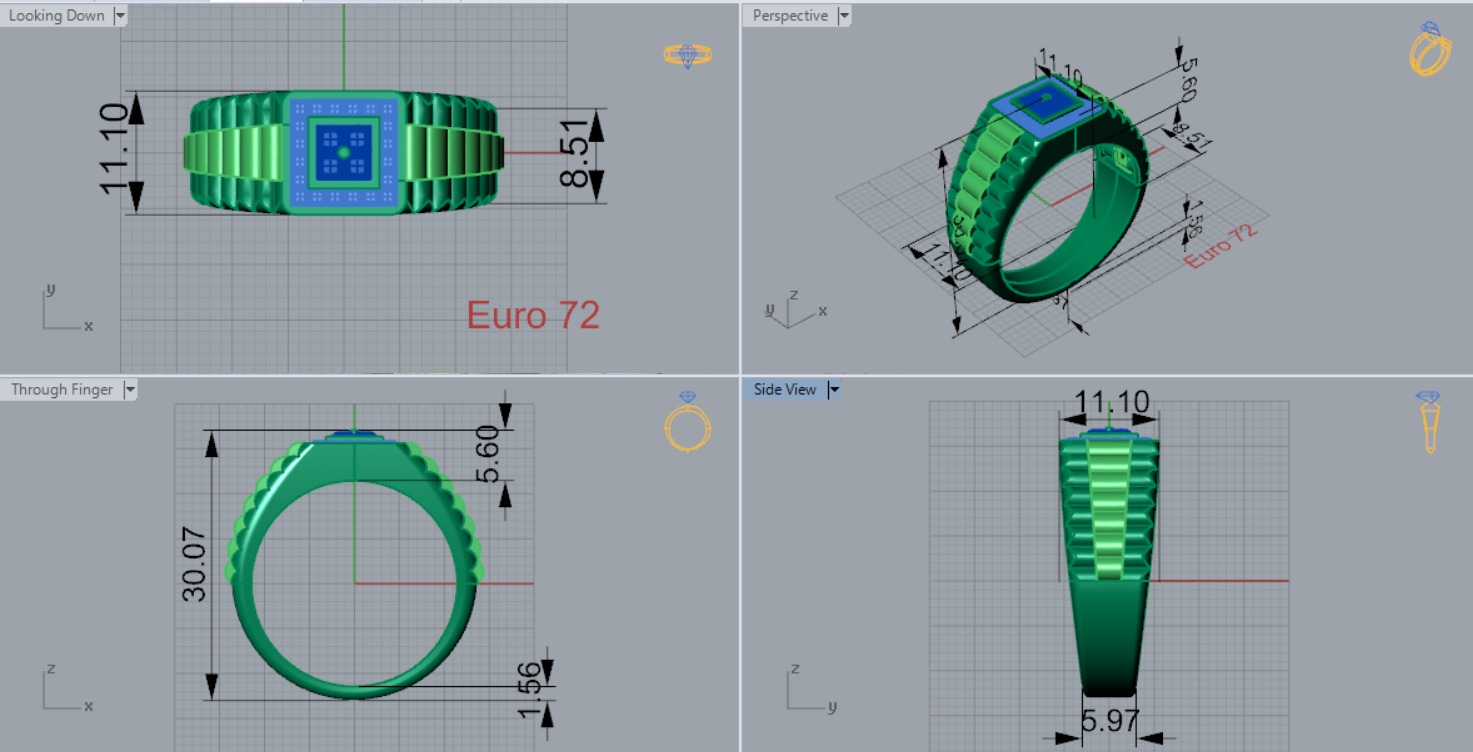 Luxury man Rolex design diamond ring model ror0048 3D print model_7