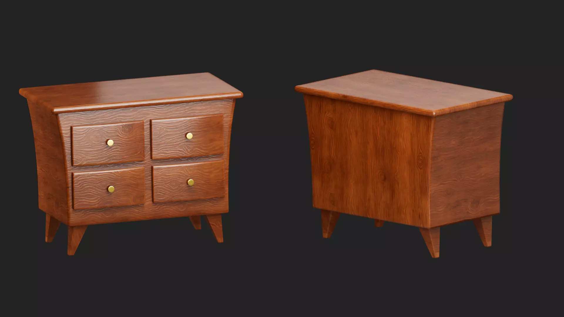 bedside table Low-poly 3D model_0