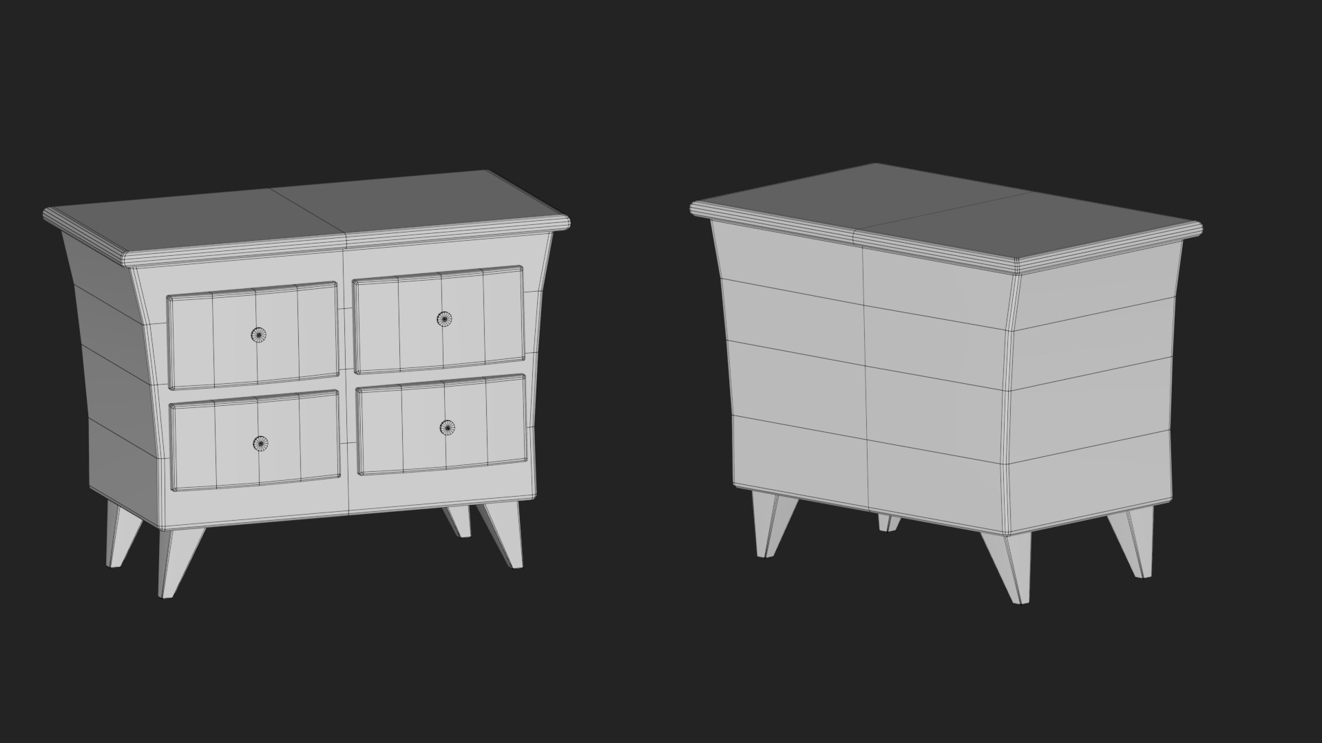 bedside table Low-poly 3D model_1
