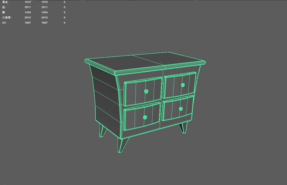 bedside table Low-poly 3D model_2