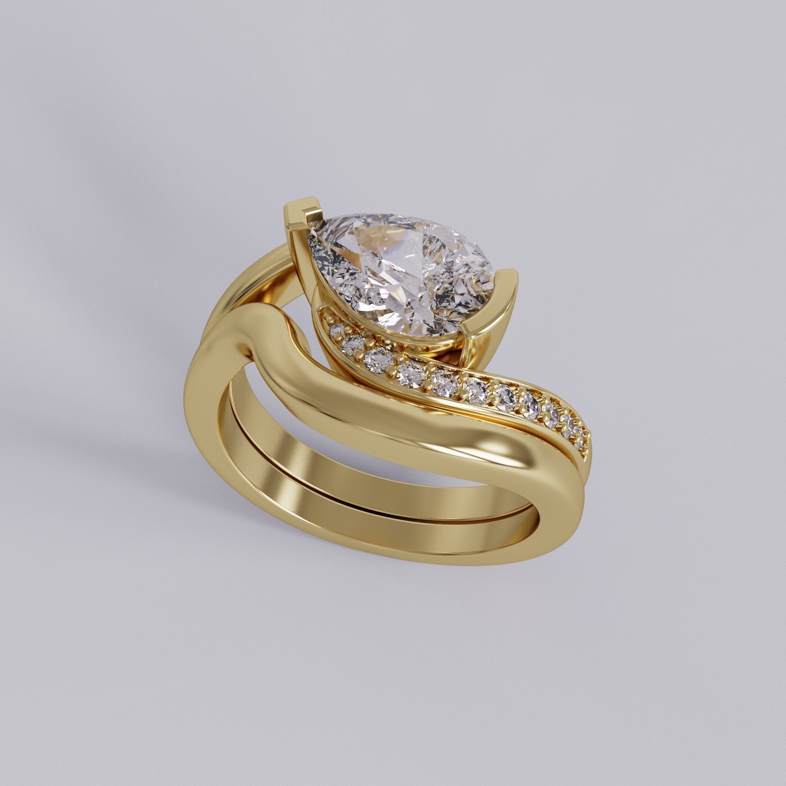  Pear Shaped Diamond Engagement Ring 3D print model_7