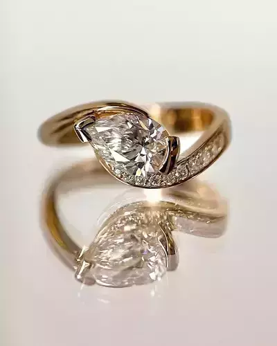  Pear Shaped Diamond Engagement Ring 3D print model