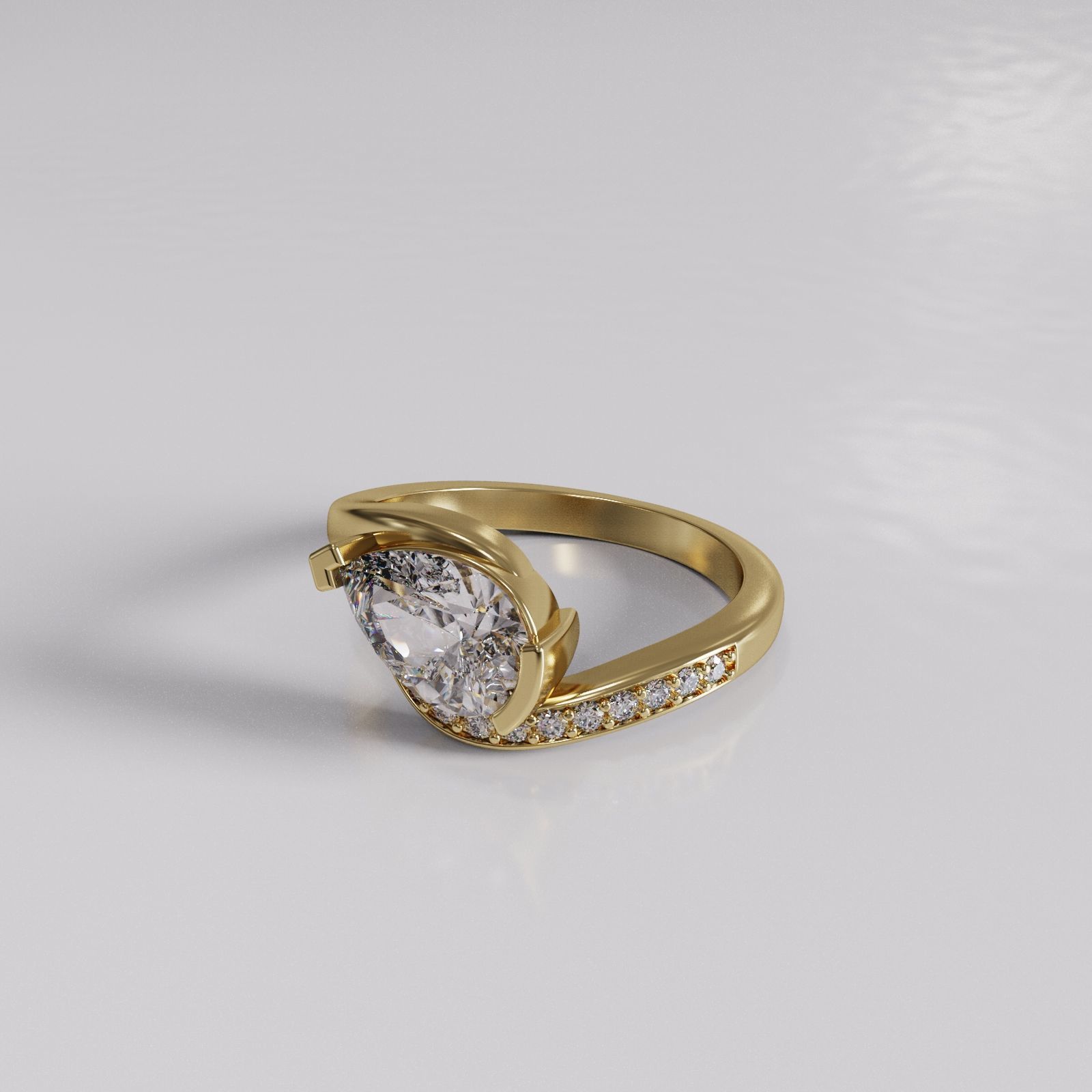  Pear Shaped Diamond Engagement Ring 3D print model_8