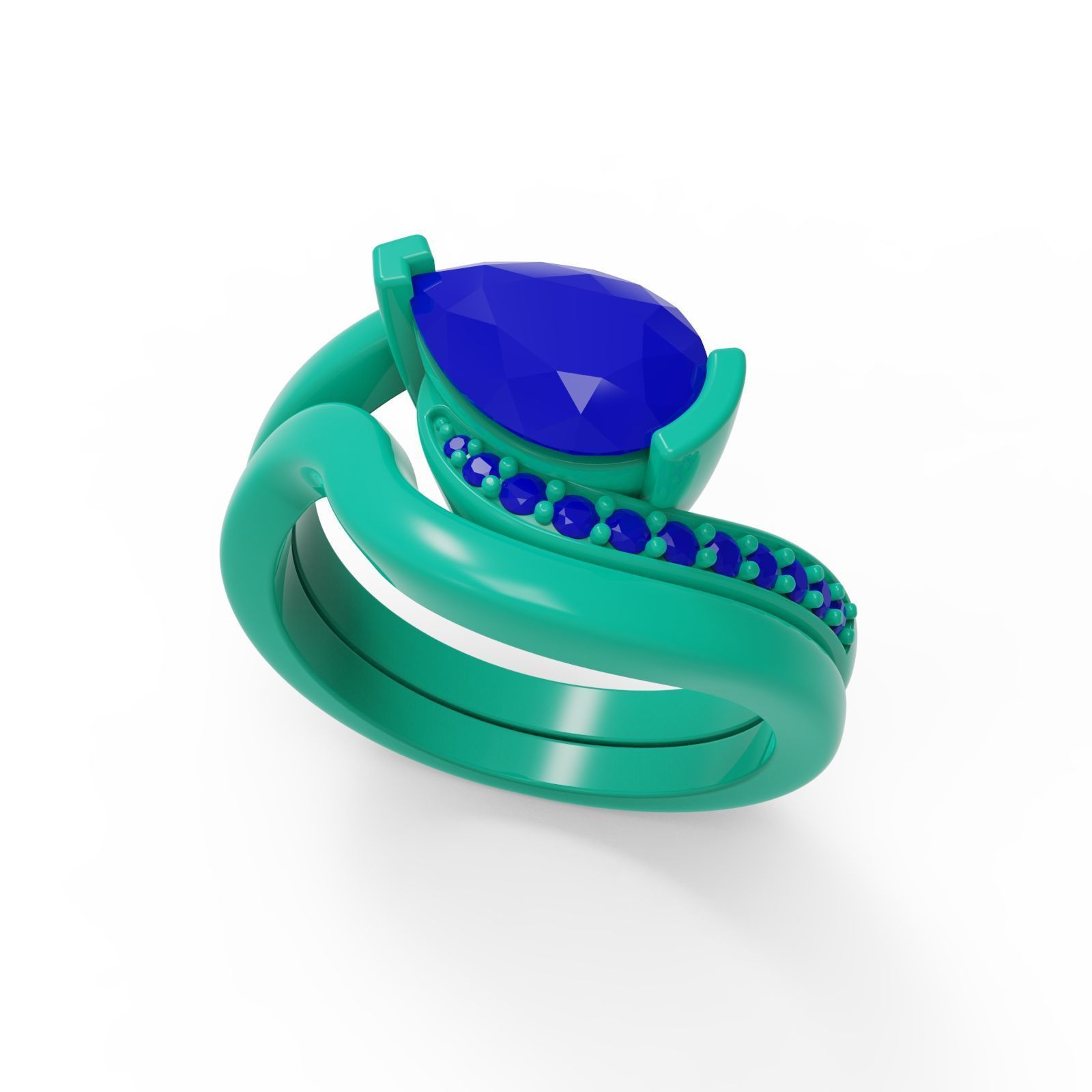  Pear Shaped Diamond Engagement Ring 3D print model_6