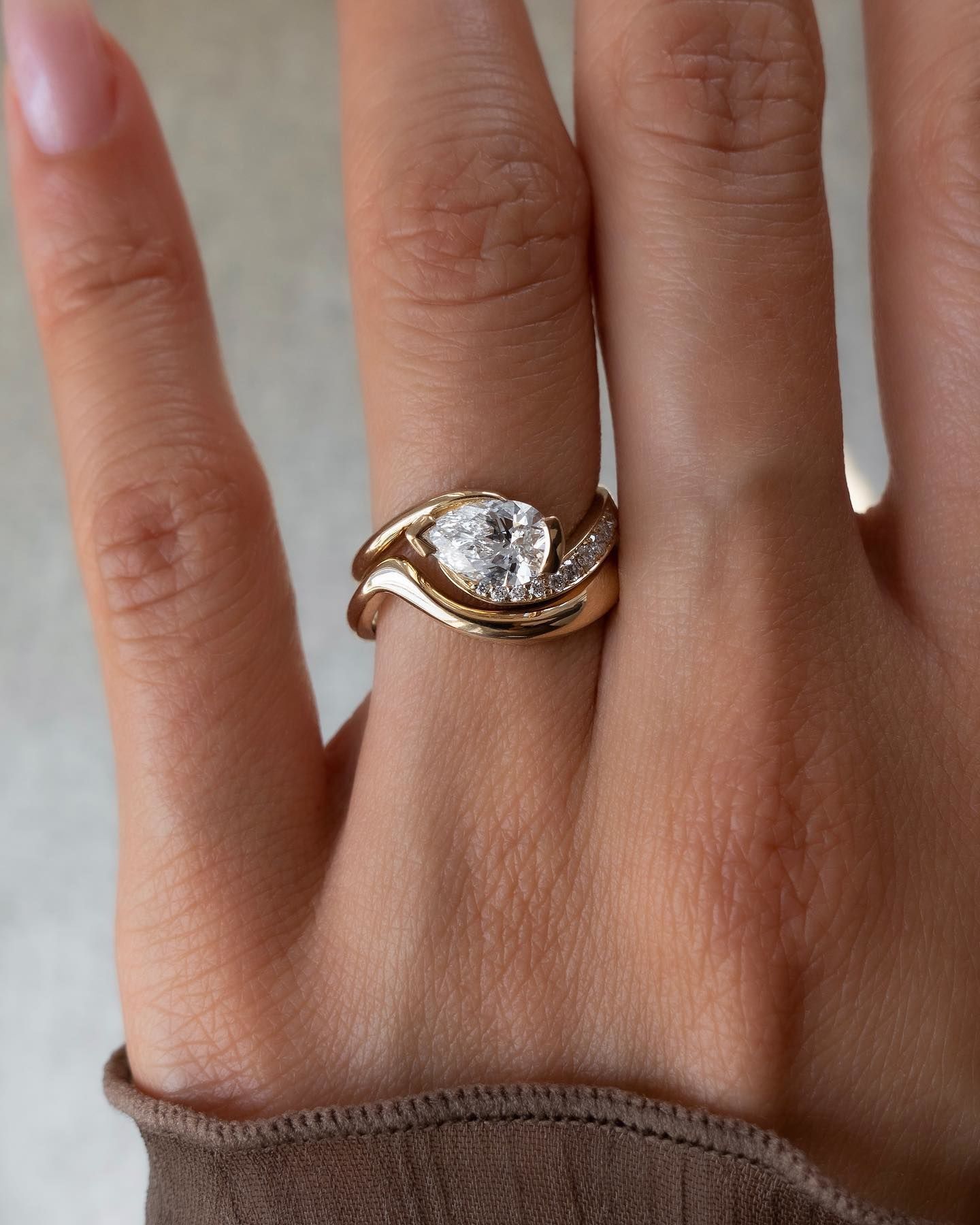  Pear Shaped Diamond Engagement Ring 3D print model_3