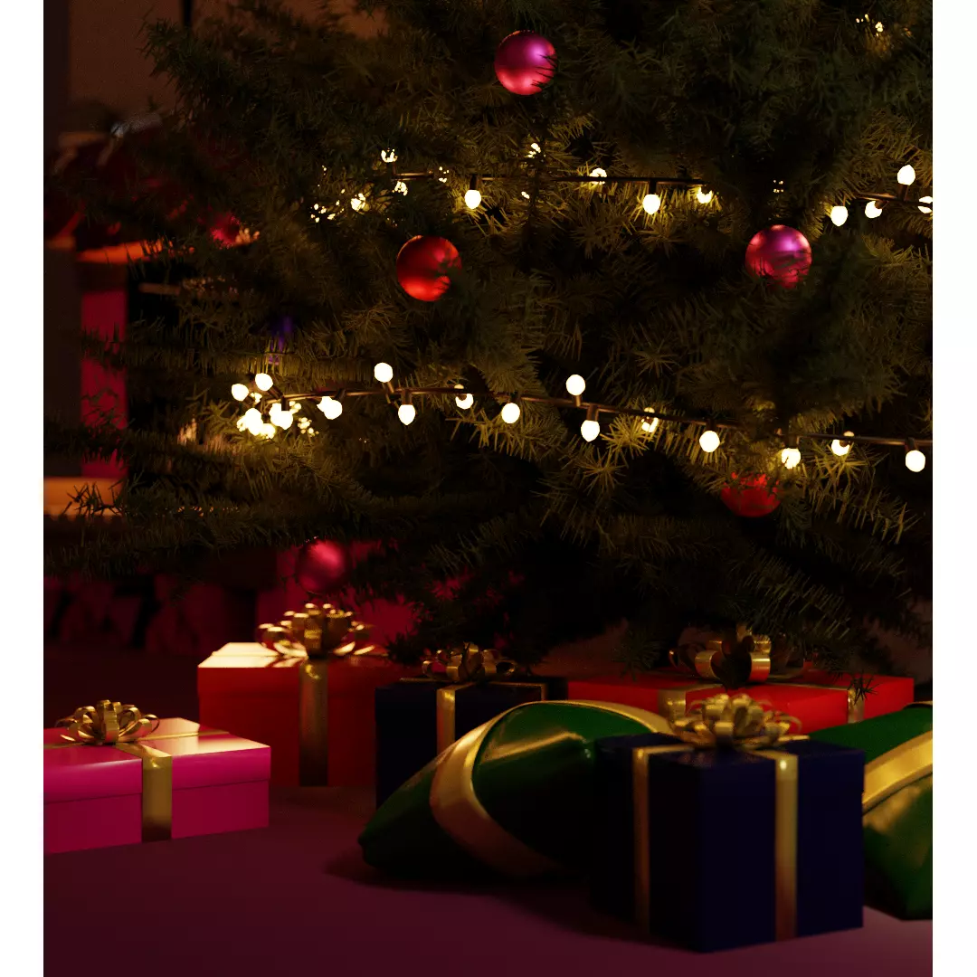 Festive Christmas Tree with Gifts 3D model