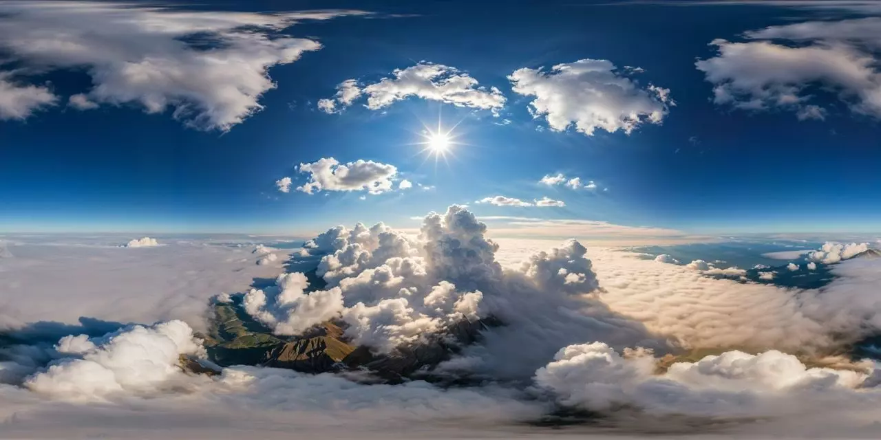 8K HDR Endless Cerulean Sky with Soft Clouds Sunlit Landscape 3D model_0