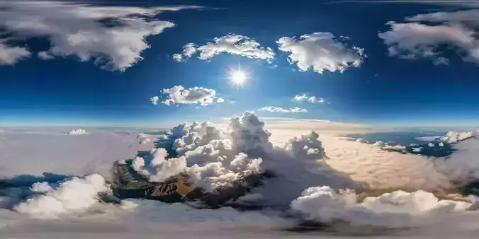 8K HDR Endless Cerulean Sky with Soft Clouds Sunlit Landscape