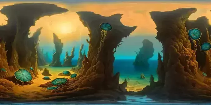 8K HDR Bioluminescent Ocean Trench