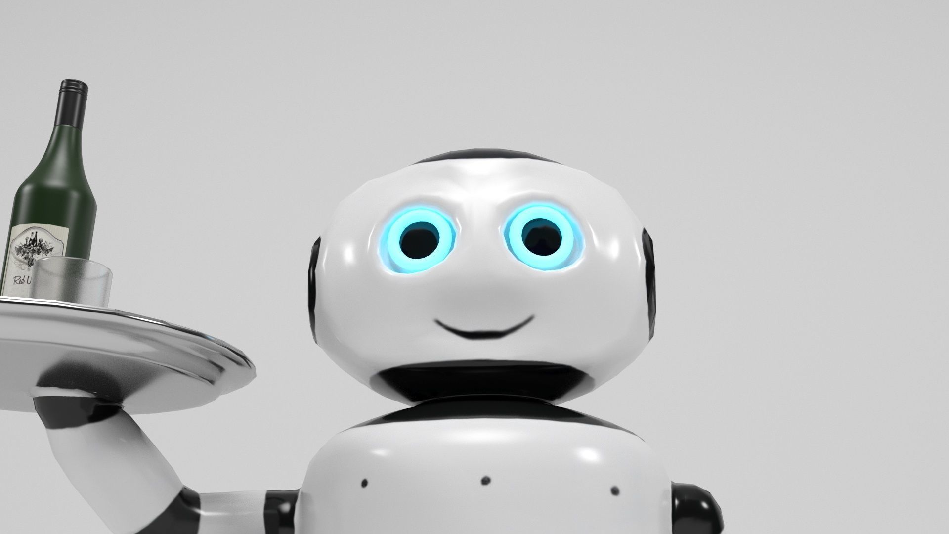 Robot waiter Low-poly 3D model_9