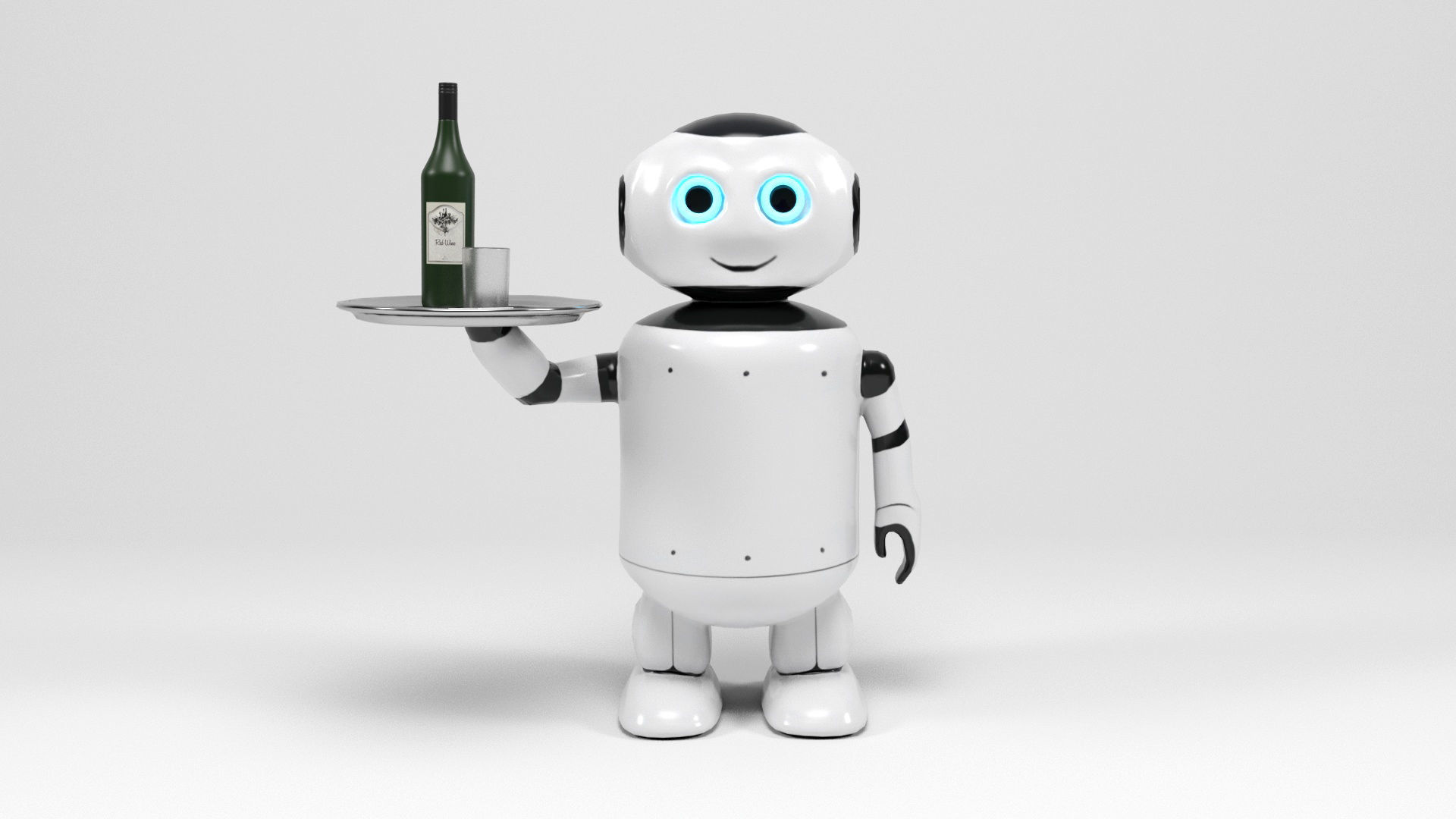 Robot waiter Low-poly 3D model_3