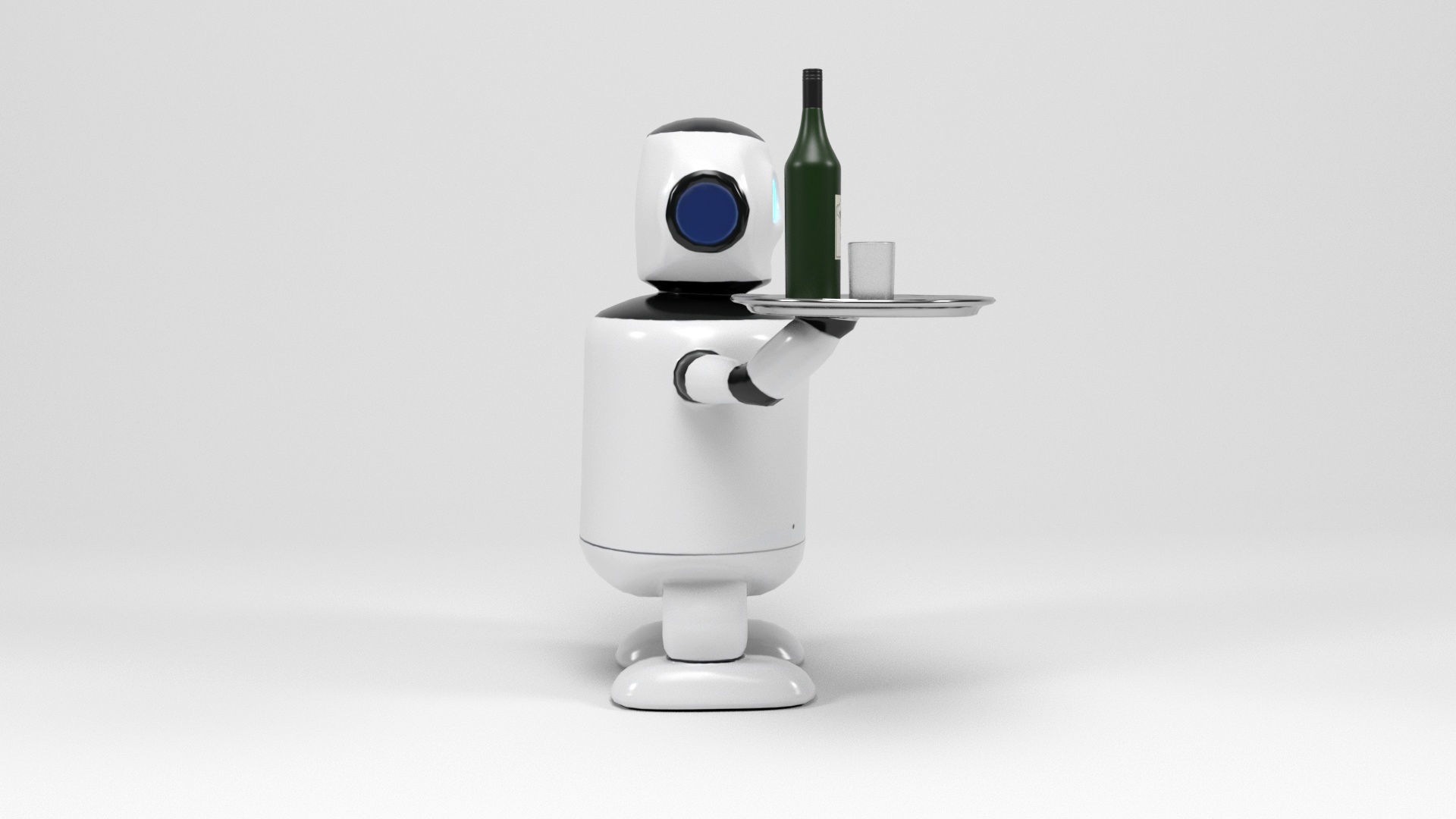 Robot waiter Low-poly 3D model_5