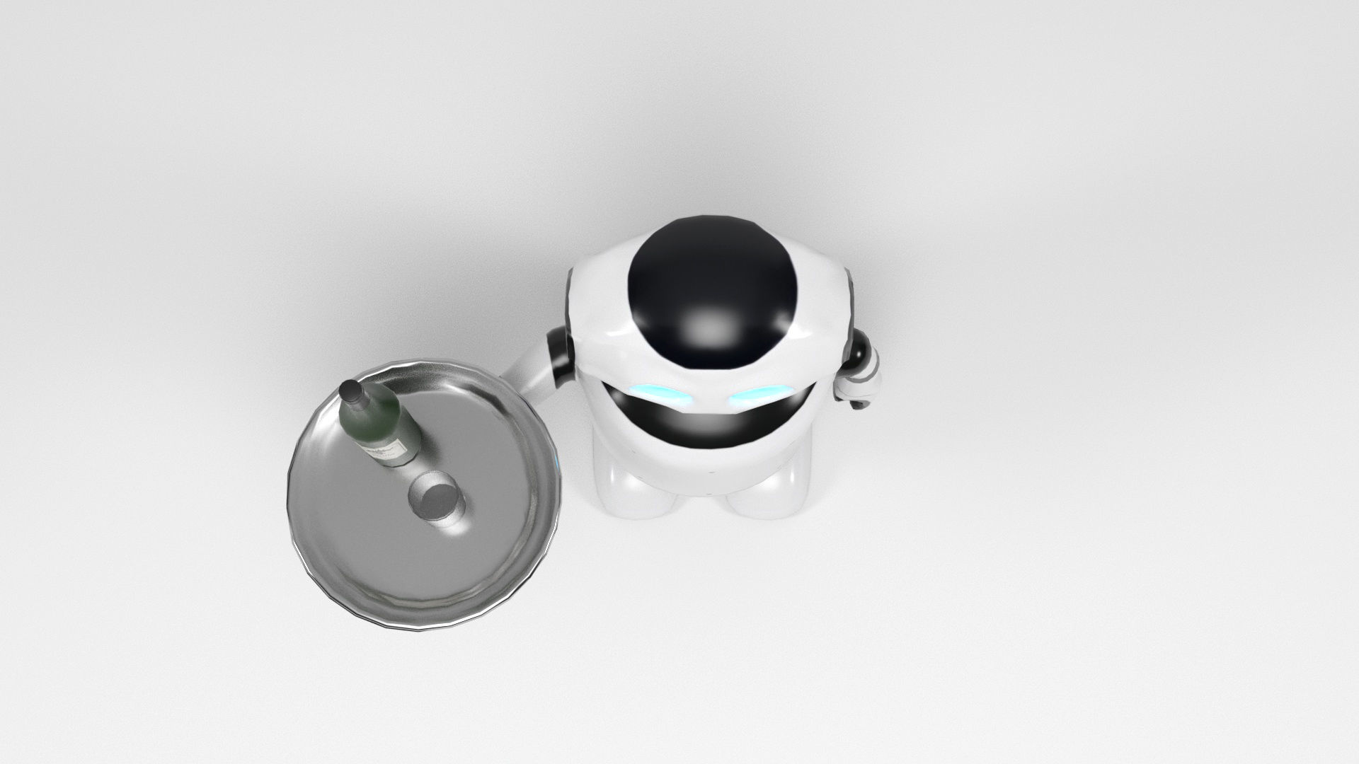 Robot waiter Low-poly 3D model_7