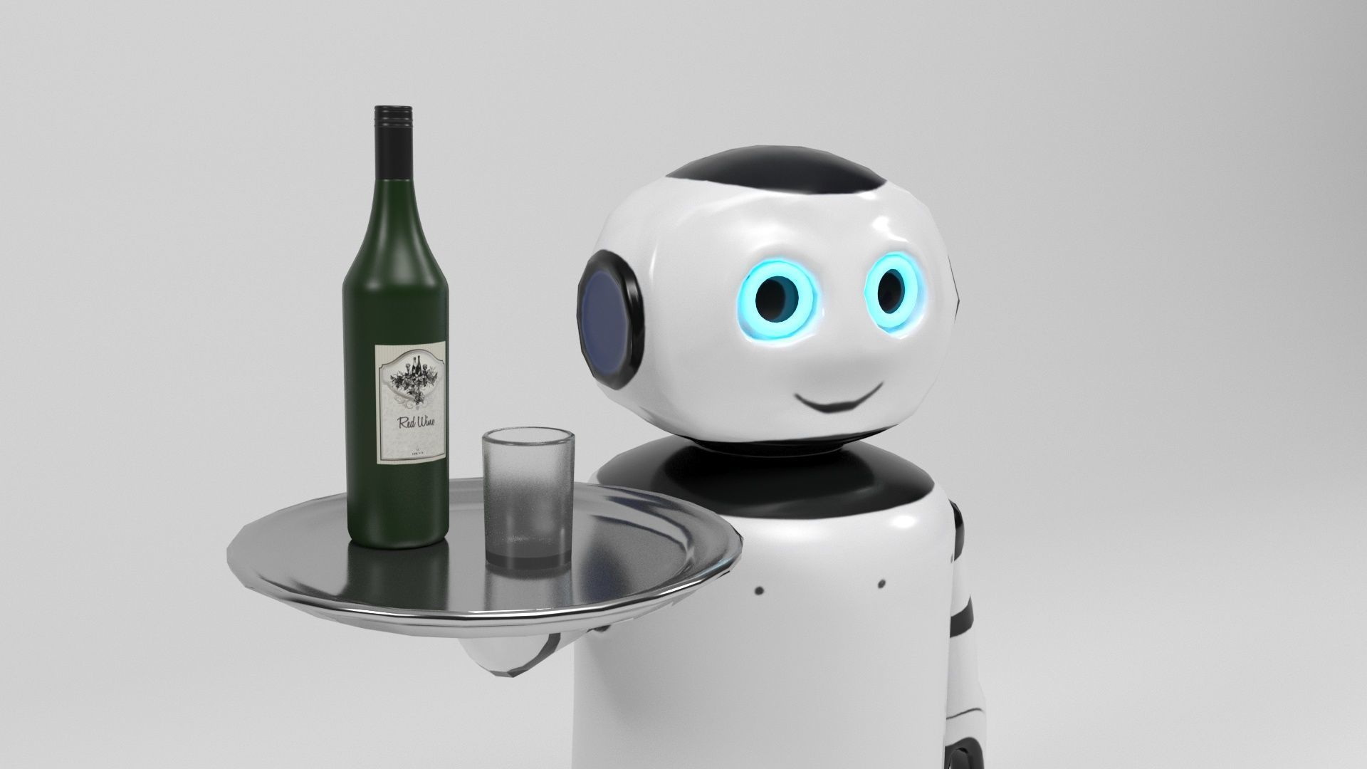 Robot waiter Low-poly 3D model_8