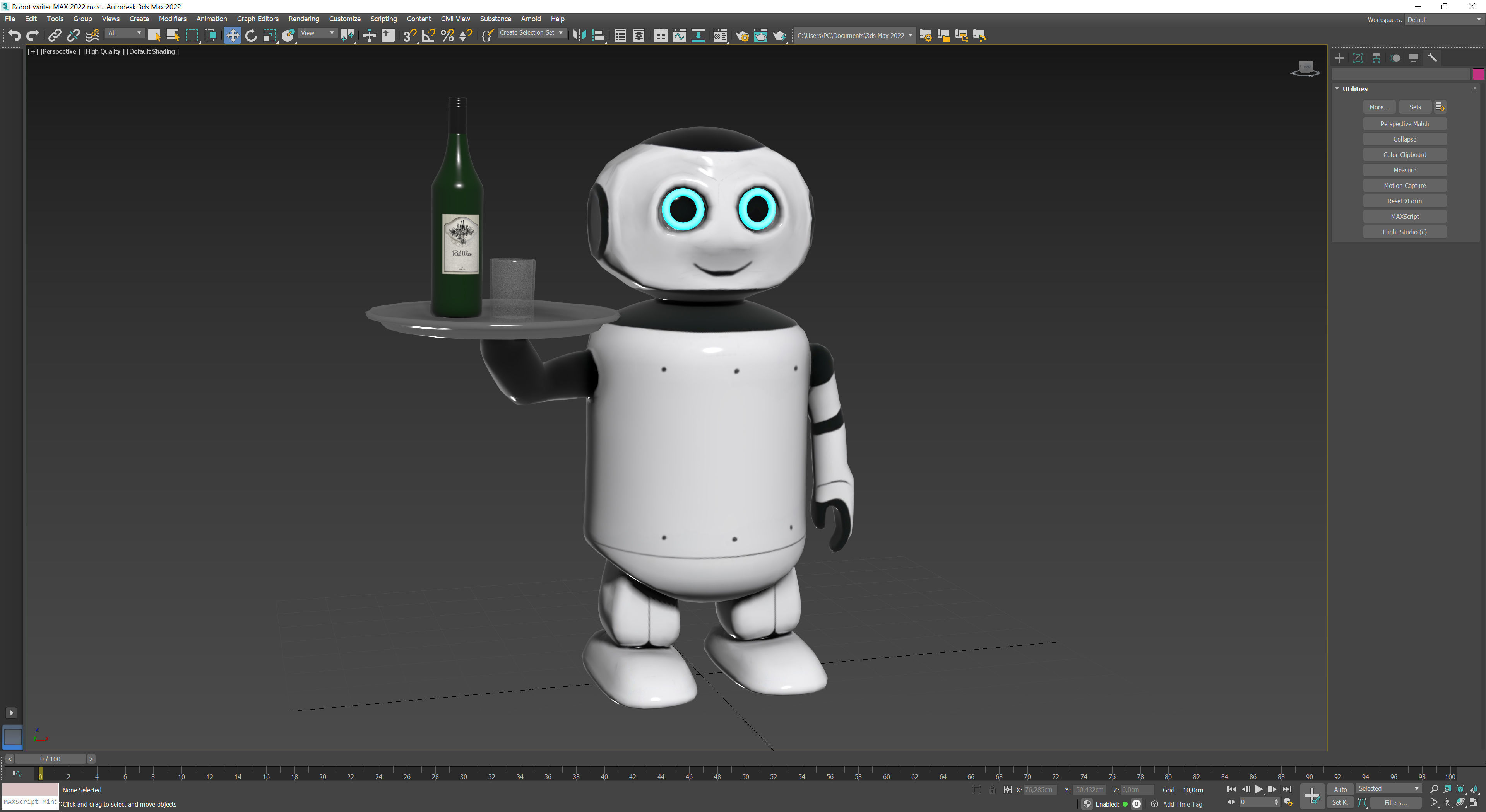 Robot waiter Low-poly 3D model_11