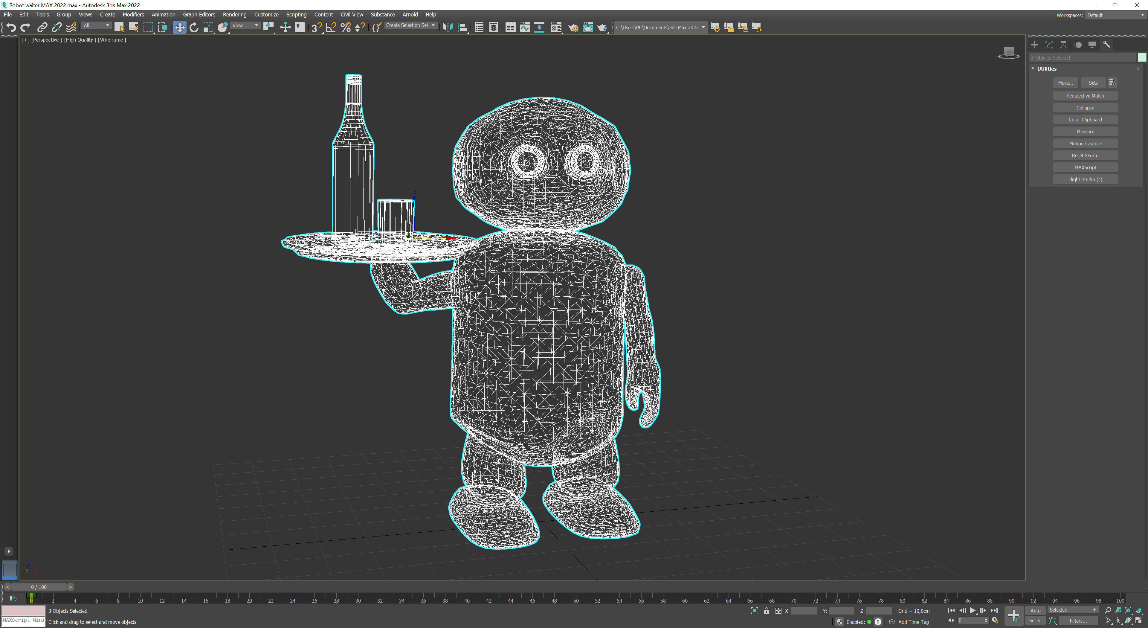 Robot waiter Low-poly 3D model_12