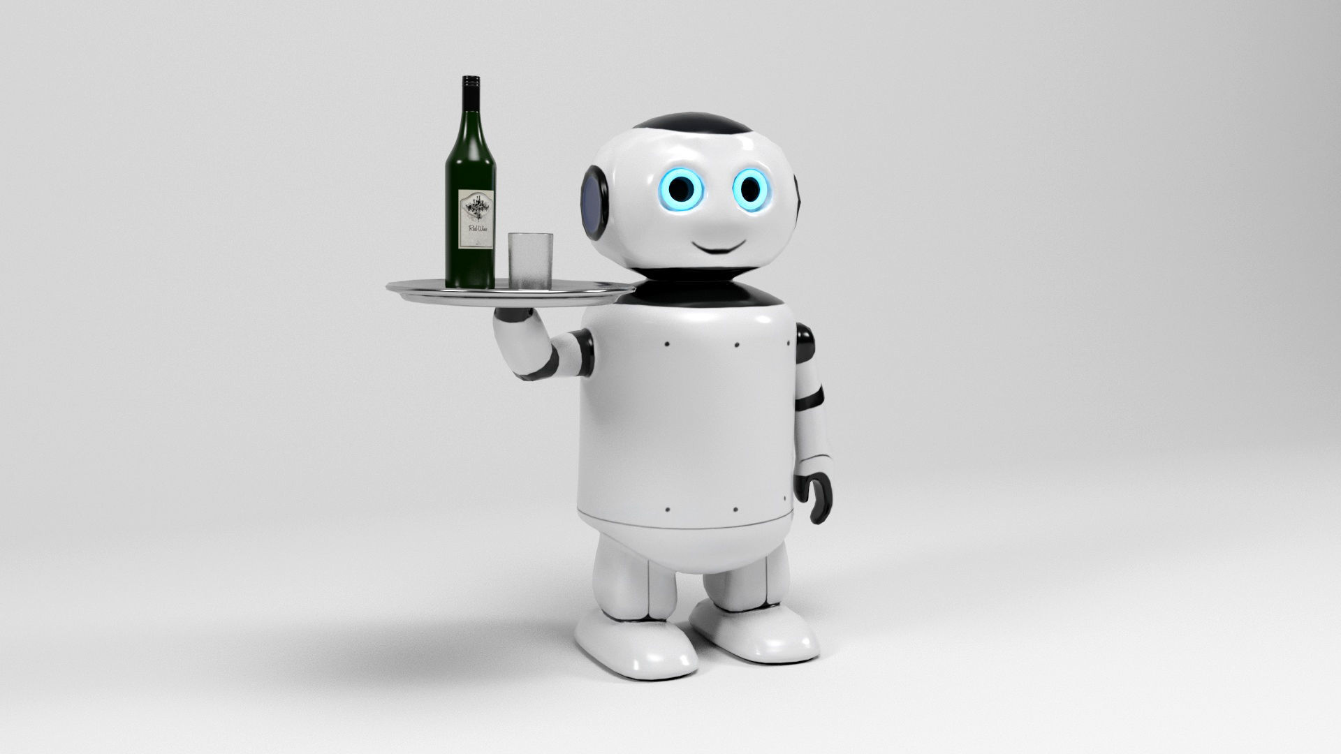 Robot waiter Low-poly 3D model_2
