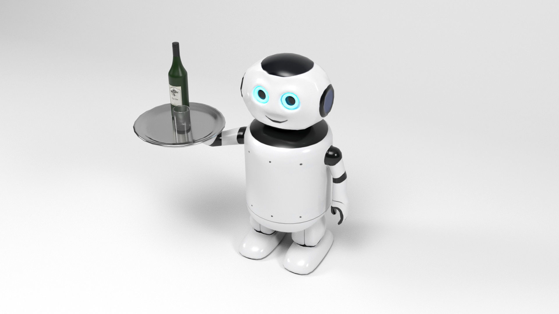 Robot waiter Low-poly 3D model_4